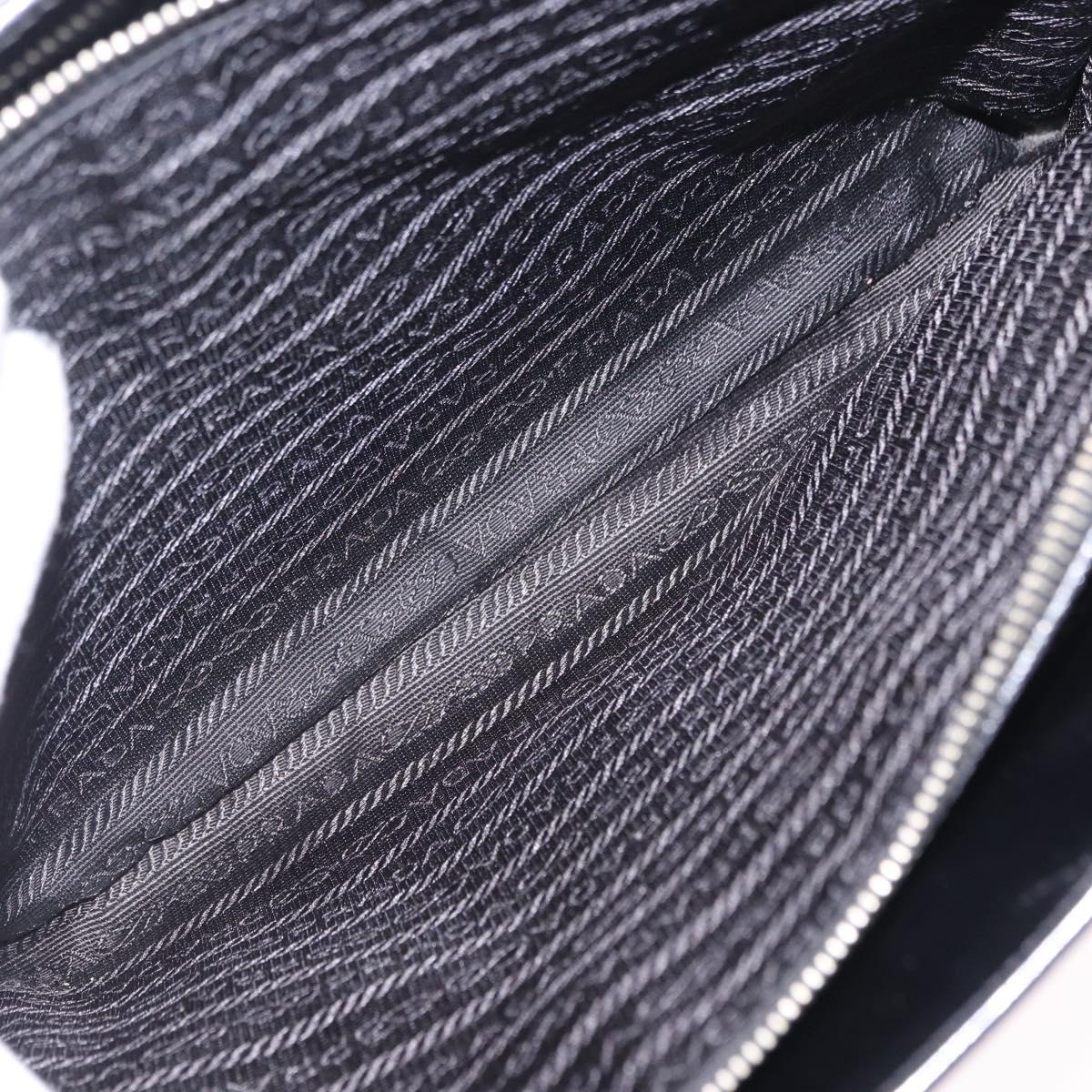 PRADA Hand Bag Patent Black Silver Auth ka6287
