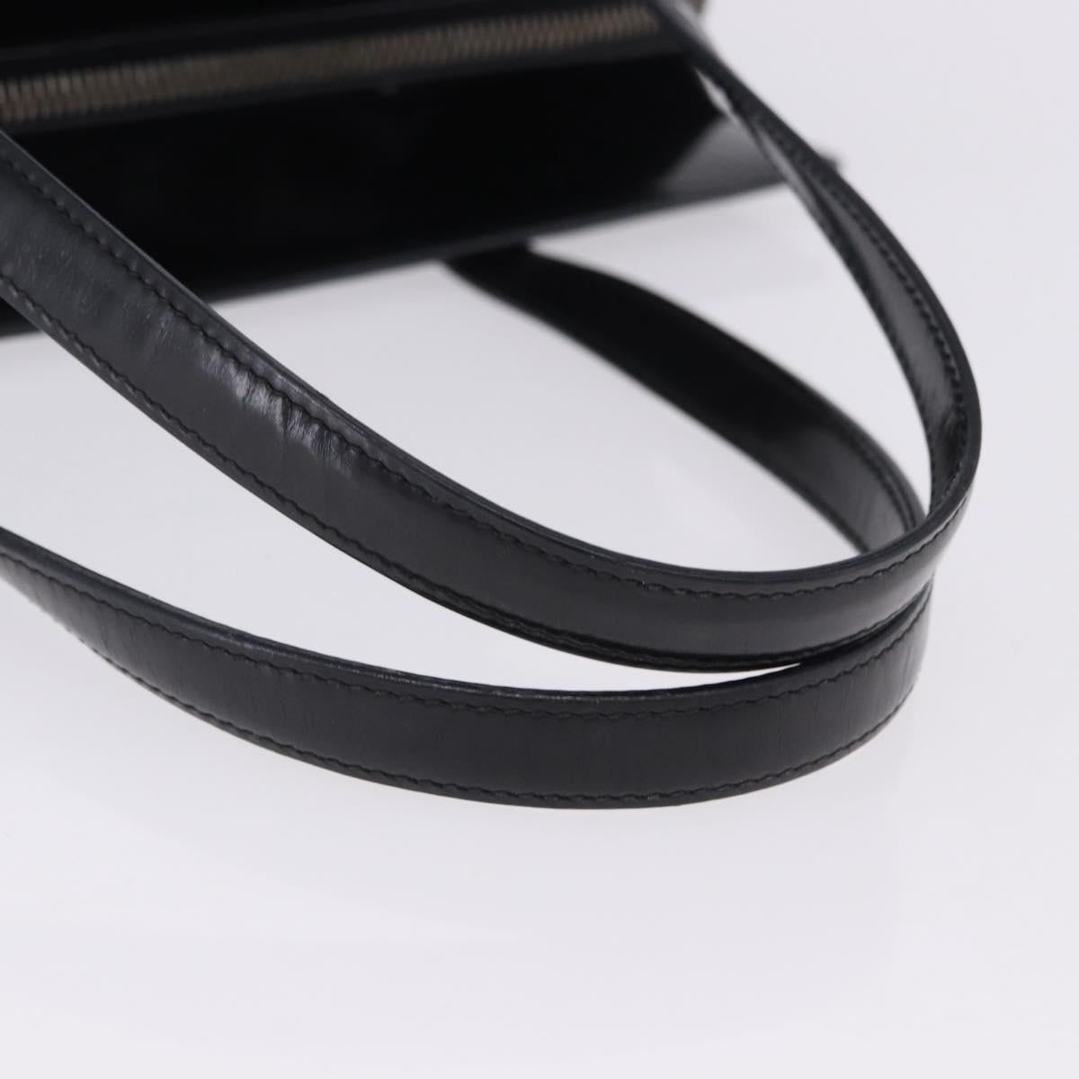 PRADA Hand Bag Patent Black Silver Auth ka6287