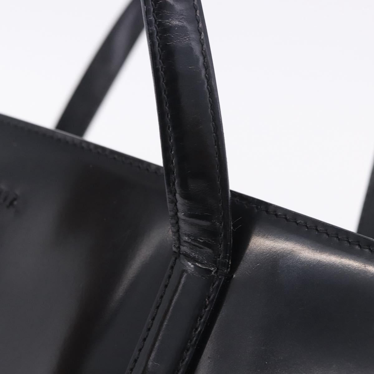 PRADA Hand Bag Patent Black Silver Auth ka6287
