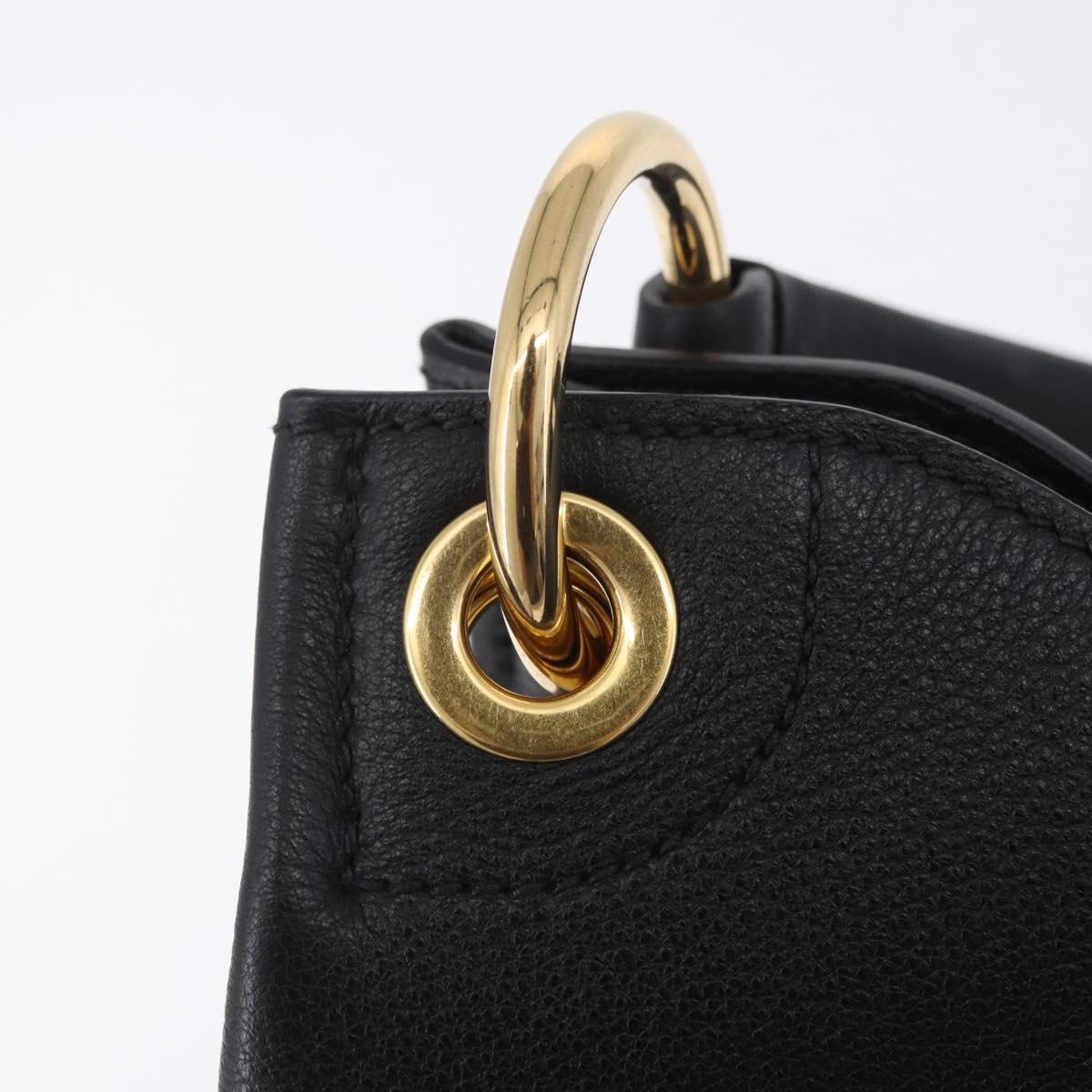 PRADA Shoulder Bag Leather Black Gold Tone Auth ka6289M