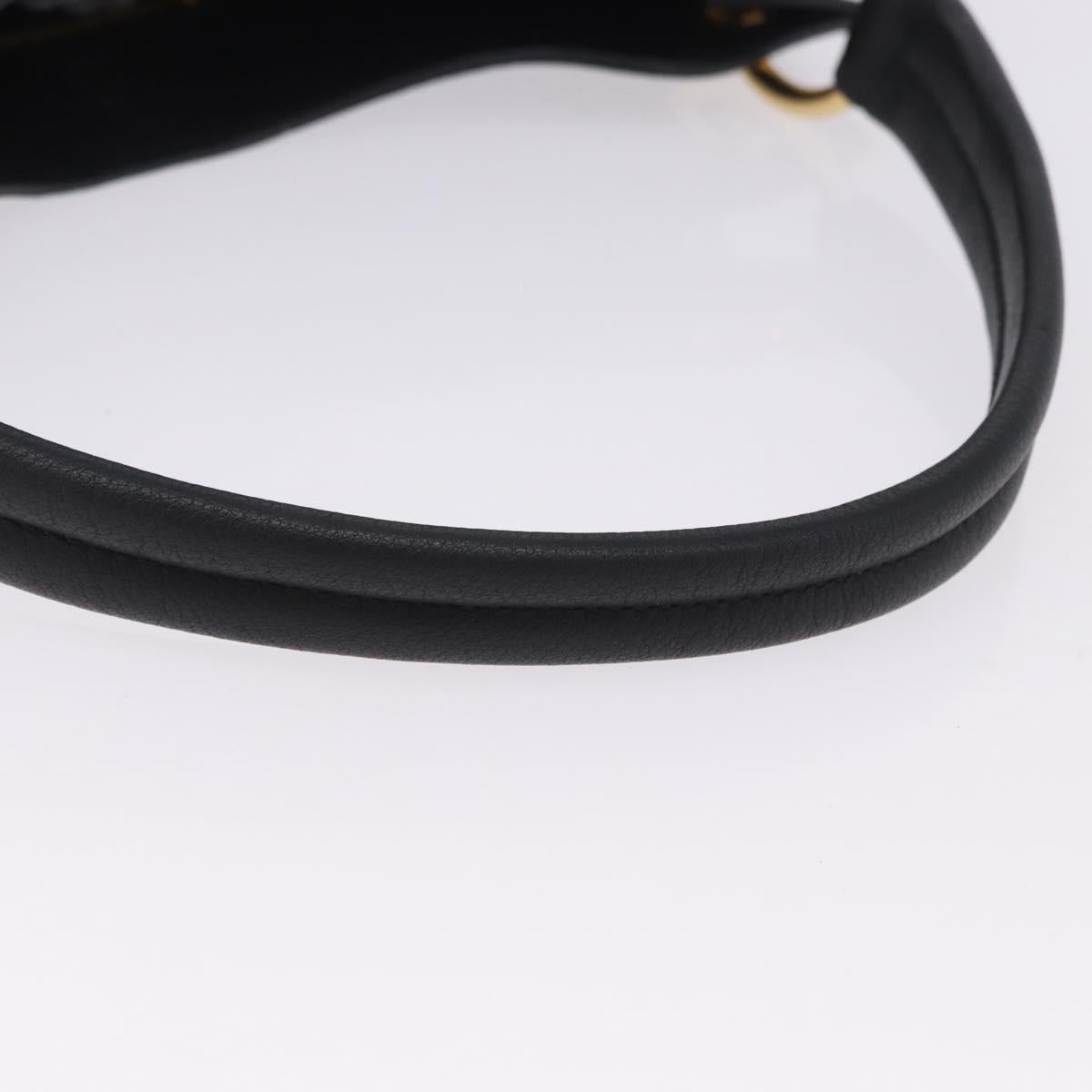 PRADA Shoulder Bag Leather Black Gold Tone Auth ka6289M