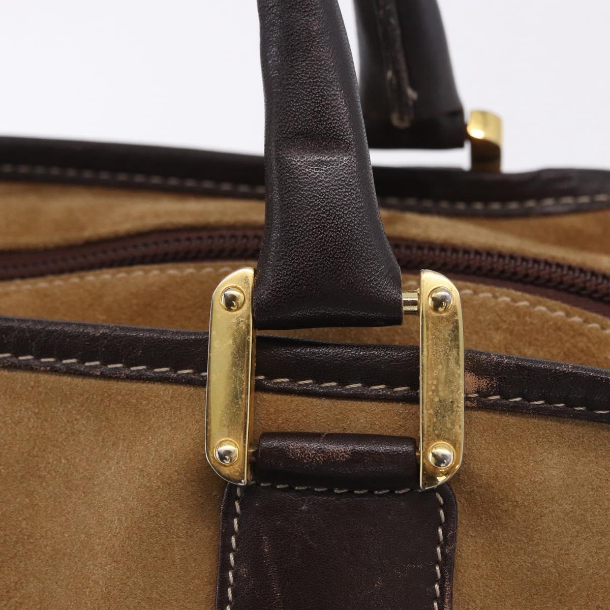 LOEWE Amazona 32 Hand Bag Suede Beige Gold Tone Auth ka6290
