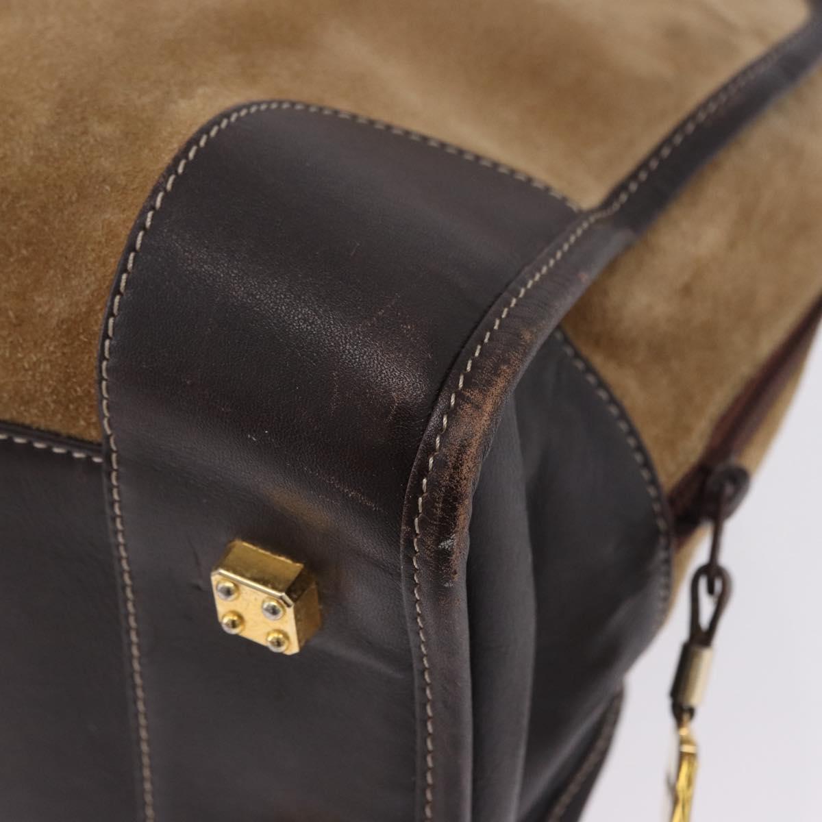 LOEWE Amazona 32 Hand Bag Suede Beige Gold Tone Auth ka6290