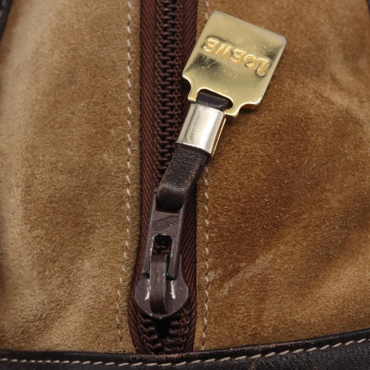LOEWE Amazona 32 Hand Bag Suede Beige Gold Tone Auth ka6290
