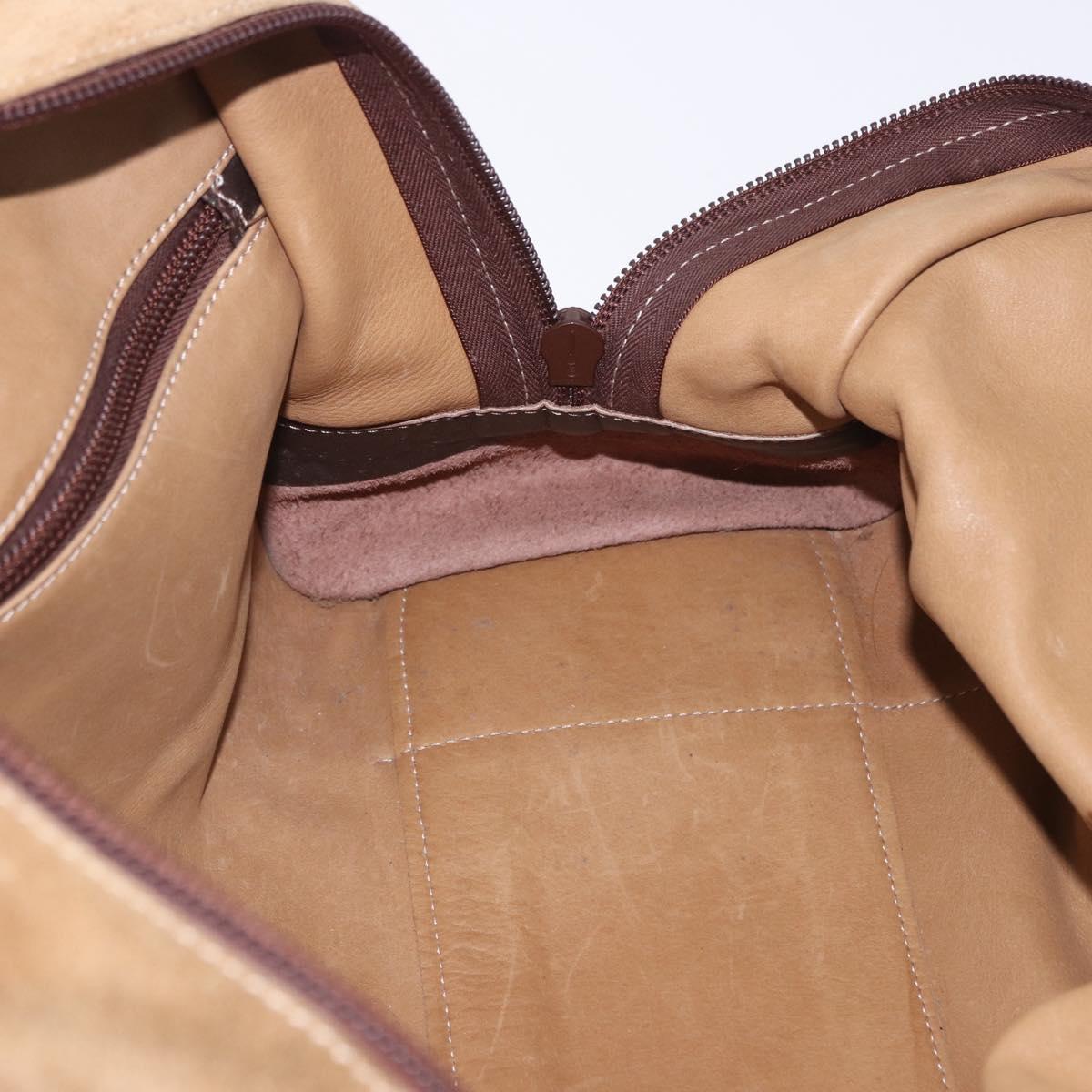 LOEWE Amazona 32 Hand Bag Suede Beige Gold Tone Auth ka6290