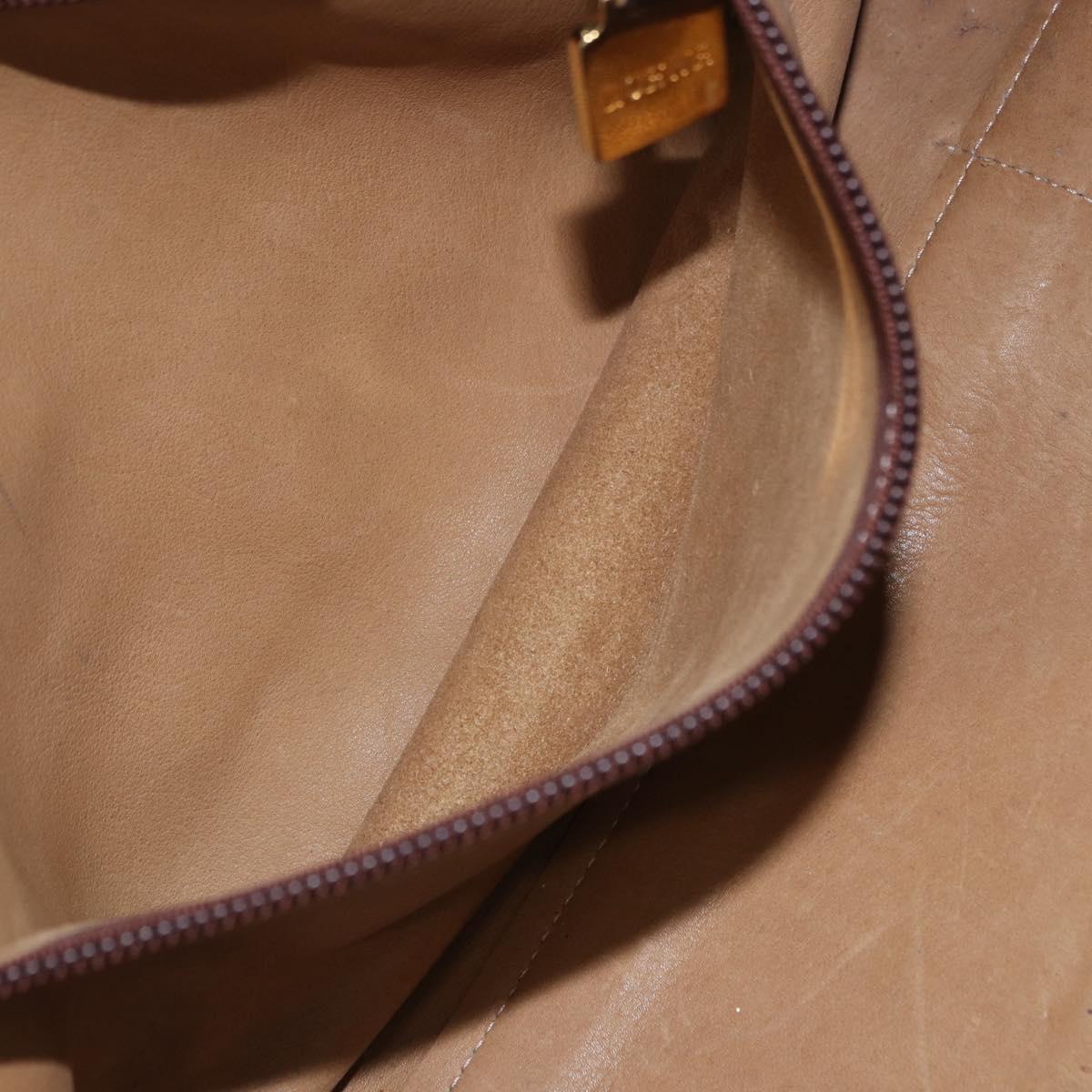 LOEWE Amazona 32 Hand Bag Suede Beige Gold Tone Auth ka6290