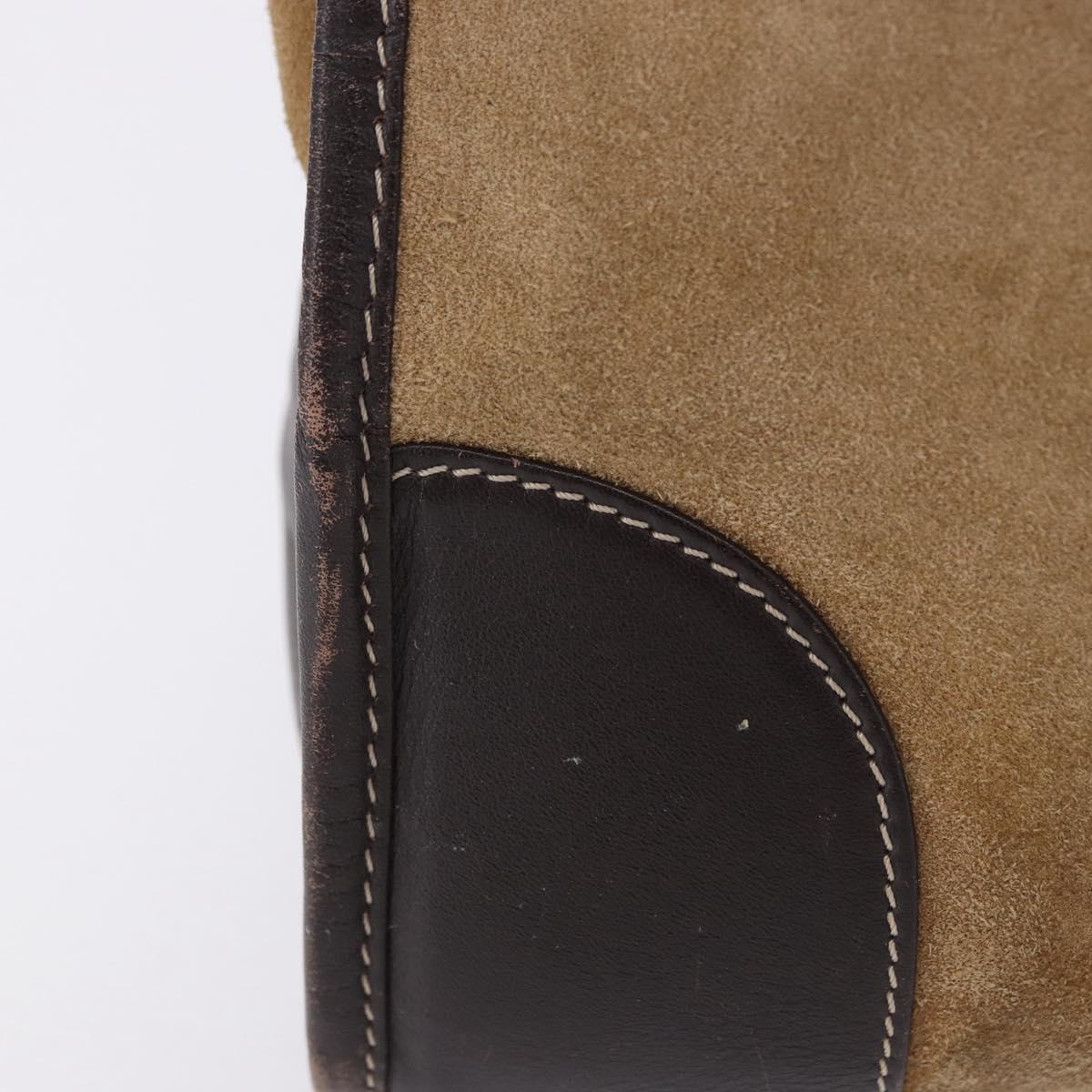 LOEWE Amazona 32 Hand Bag Suede Beige Gold Tone Auth ka6290