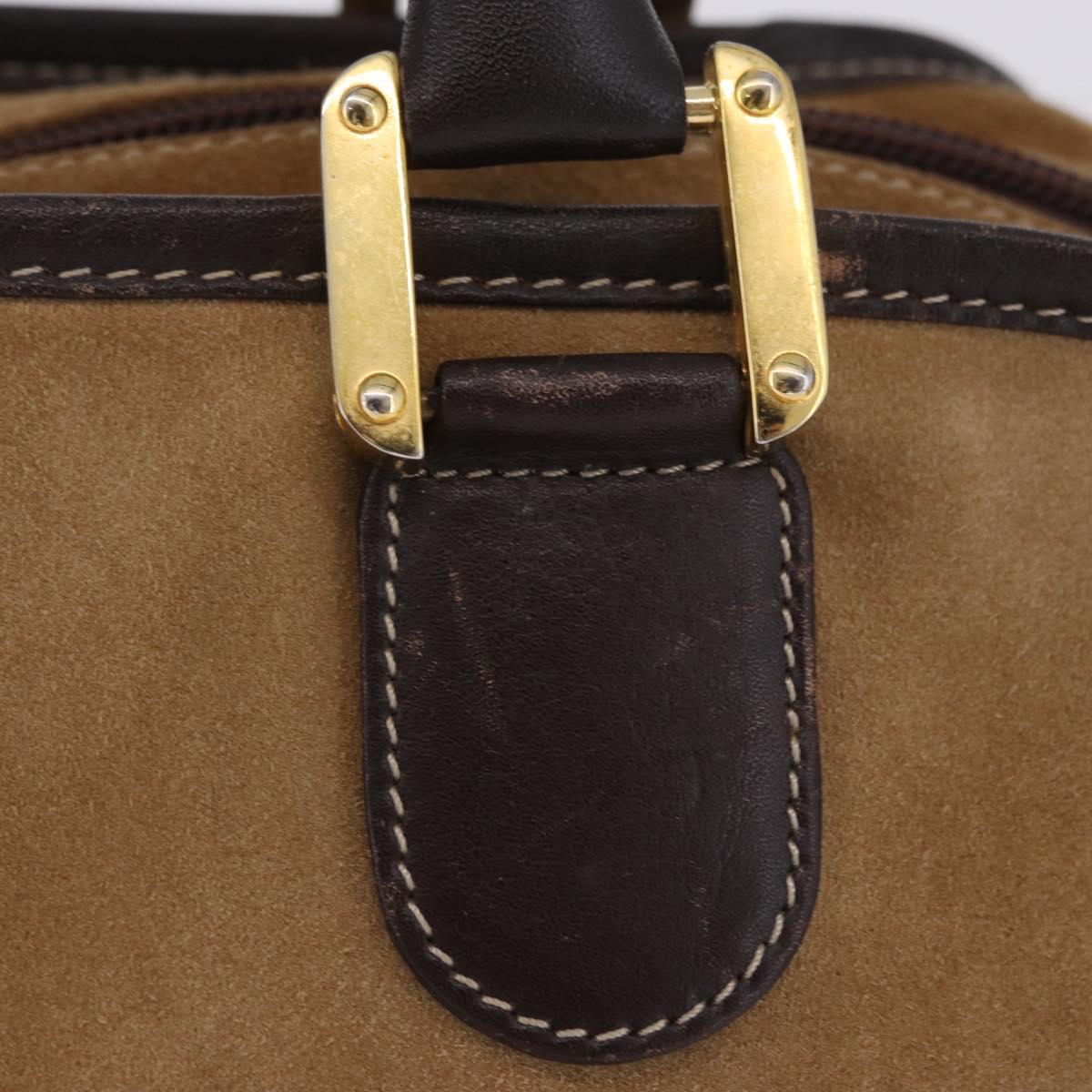 LOEWE Amazona 32 Hand Bag Suede Beige Gold Tone Auth ka6290