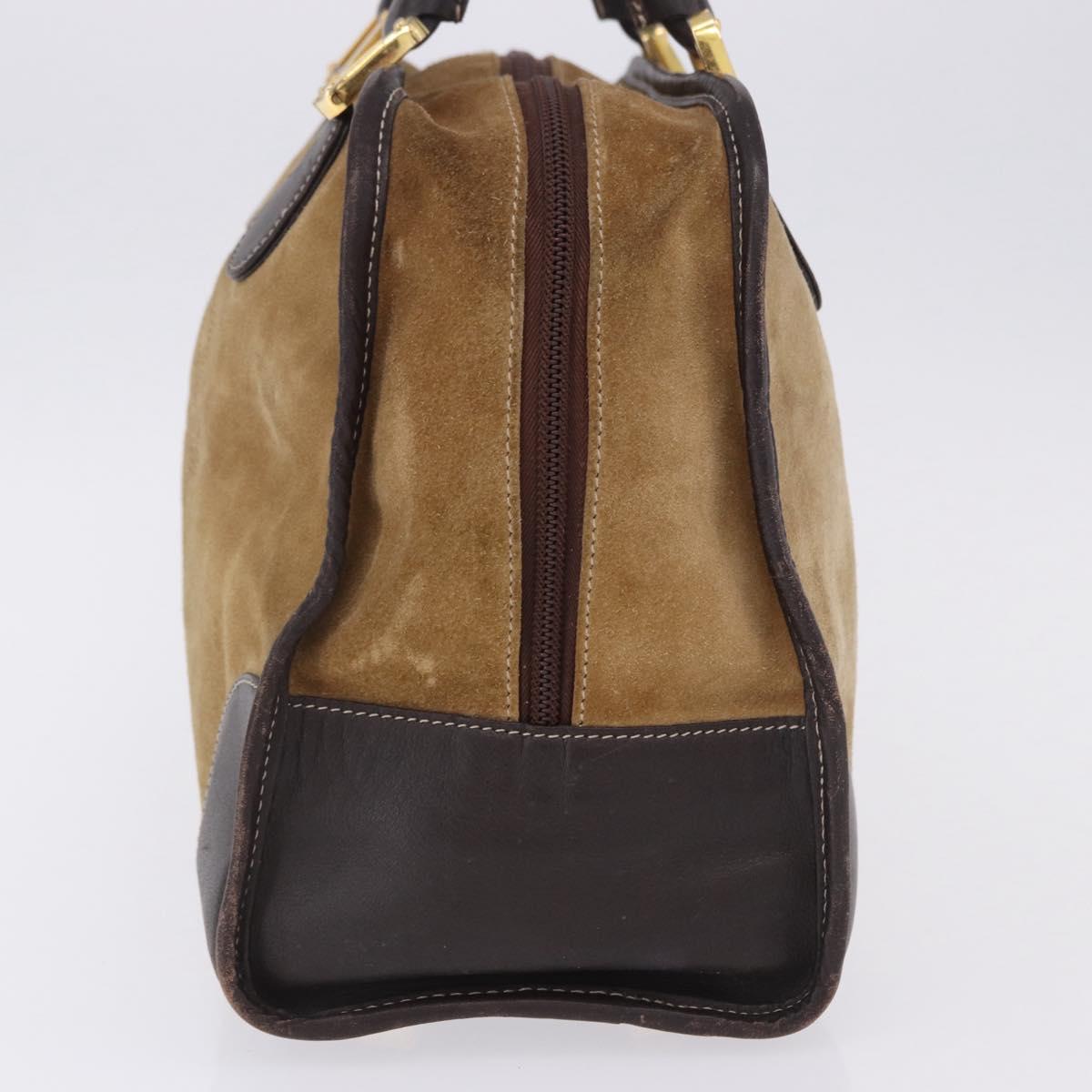 LOEWE Amazona 32 Hand Bag Suede Beige Gold Tone Auth ka6290
