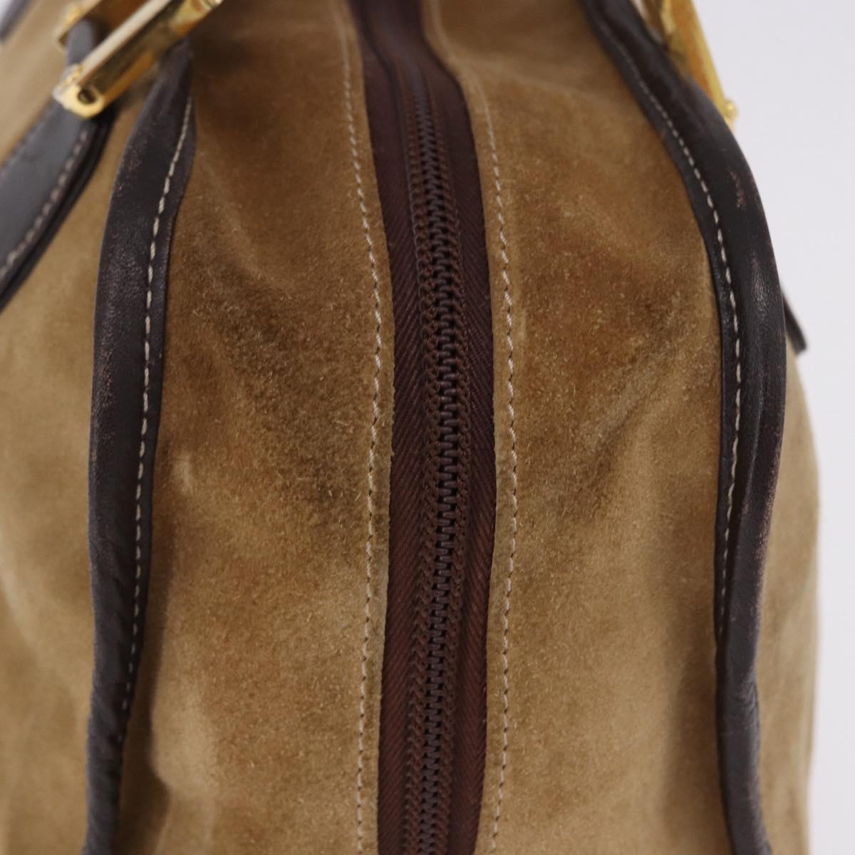 LOEWE Amazona 32 Hand Bag Suede Beige Gold Tone Auth ka6290
