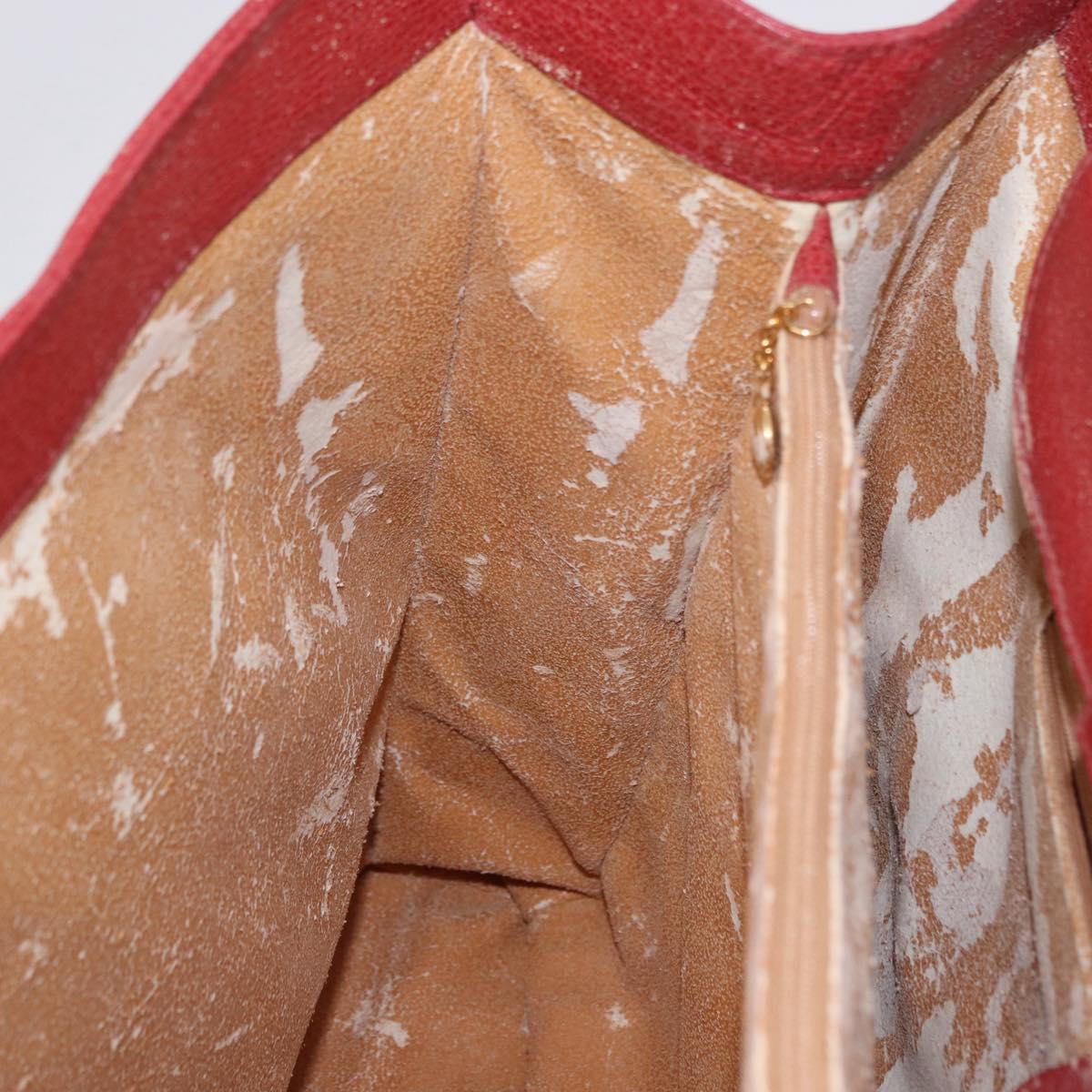 GUCCI Bamboo Hand Bag Suede Red Gold Tone 002 853 0259 Auth ka6291