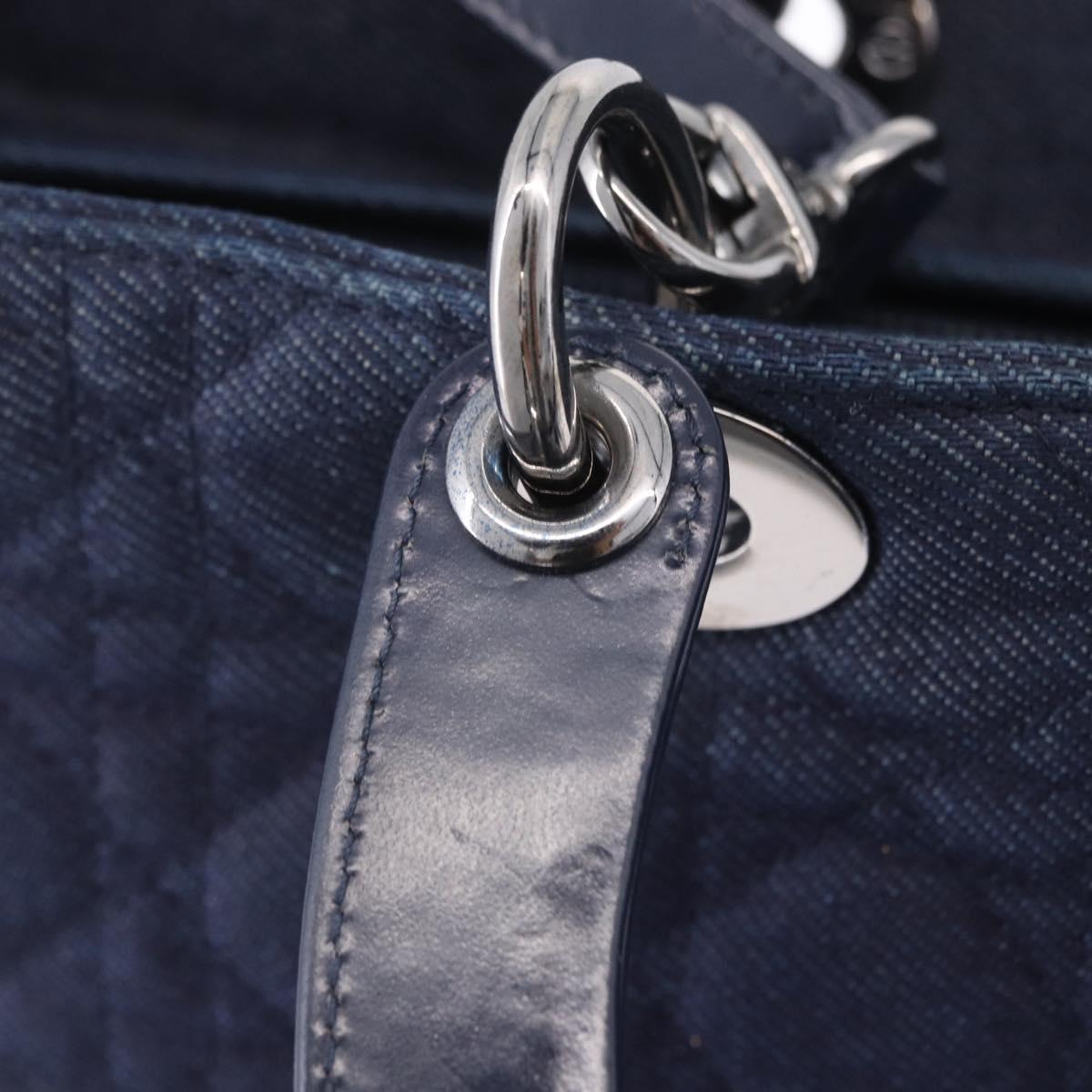 Christian Dior Lady Dior Canage Hand Bag Denim 2way Blue Silver Auth ka6292V