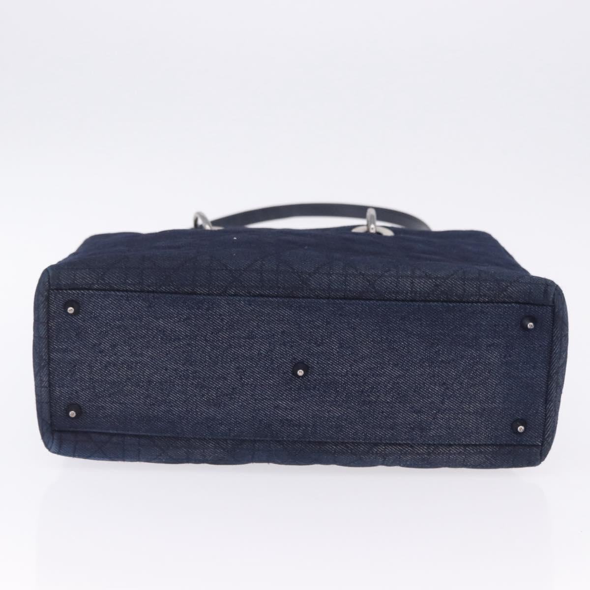 Christian Dior Lady Dior Canage Hand Bag Denim 2way Blue Silver Auth ka6292V
