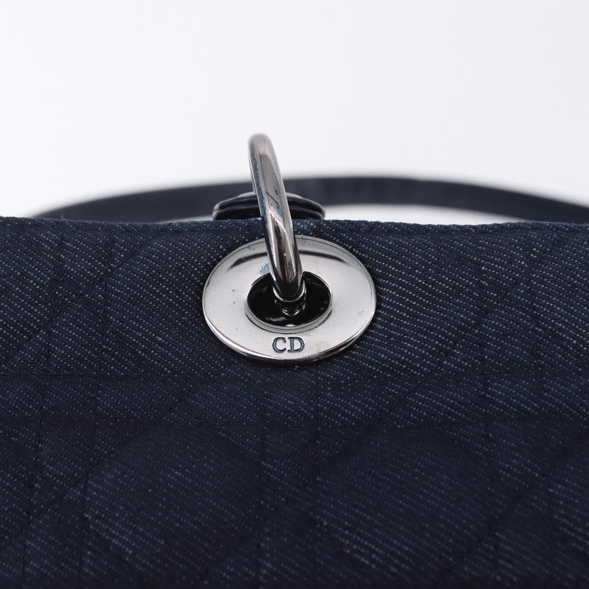 Christian Dior Lady Dior Canage Hand Bag Denim 2way Blue Silver Auth ka6292V