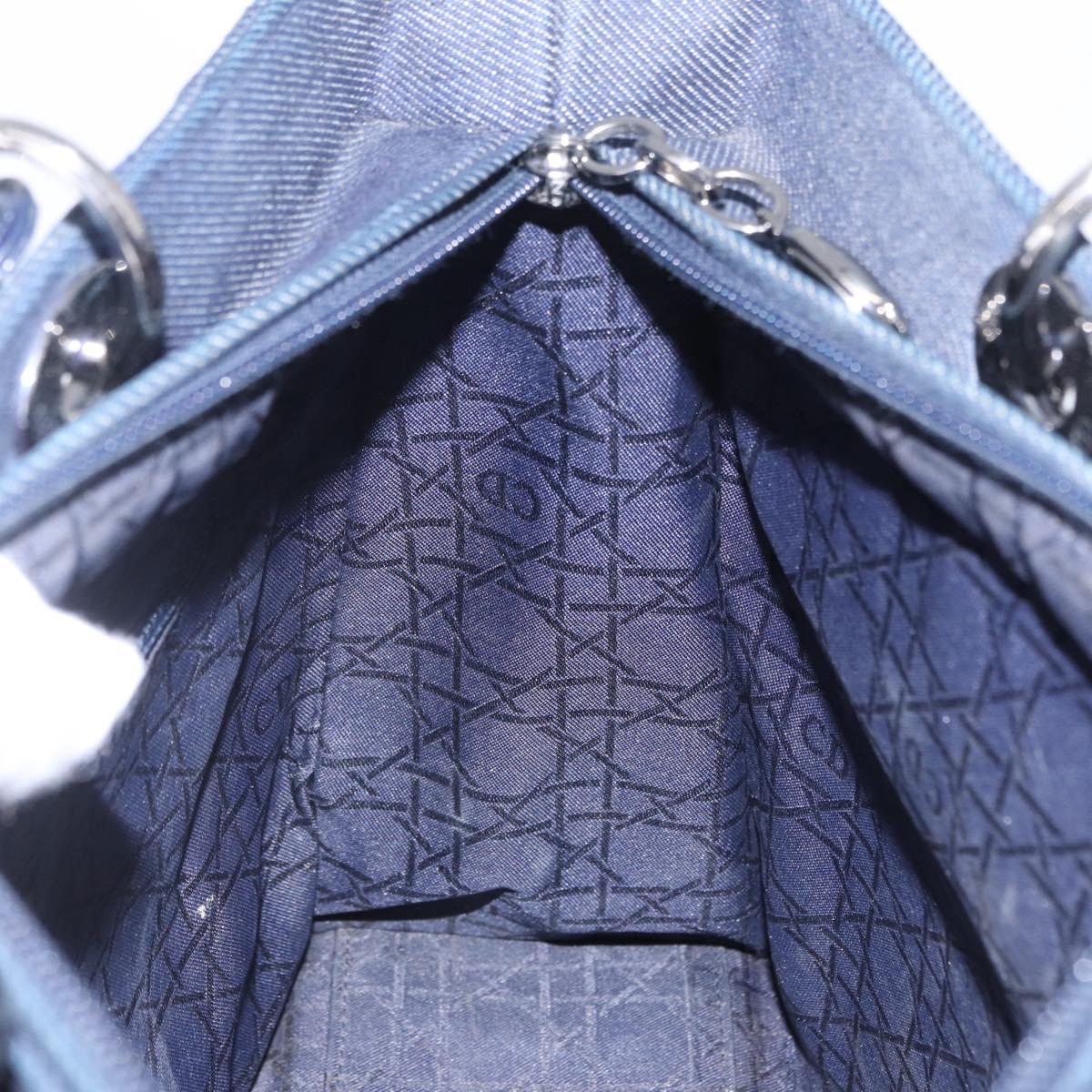 Christian Dior Lady Dior Canage Hand Bag Denim 2way Blue Silver Auth ka6292V
