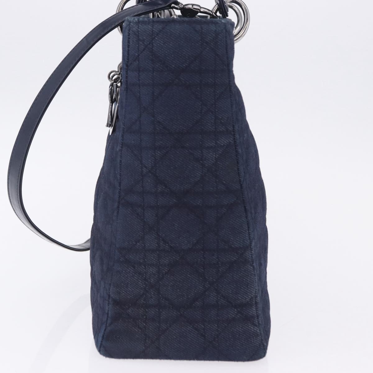 Christian Dior Lady Dior Canage Hand Bag Denim 2way Blue Silver Auth ka6292V