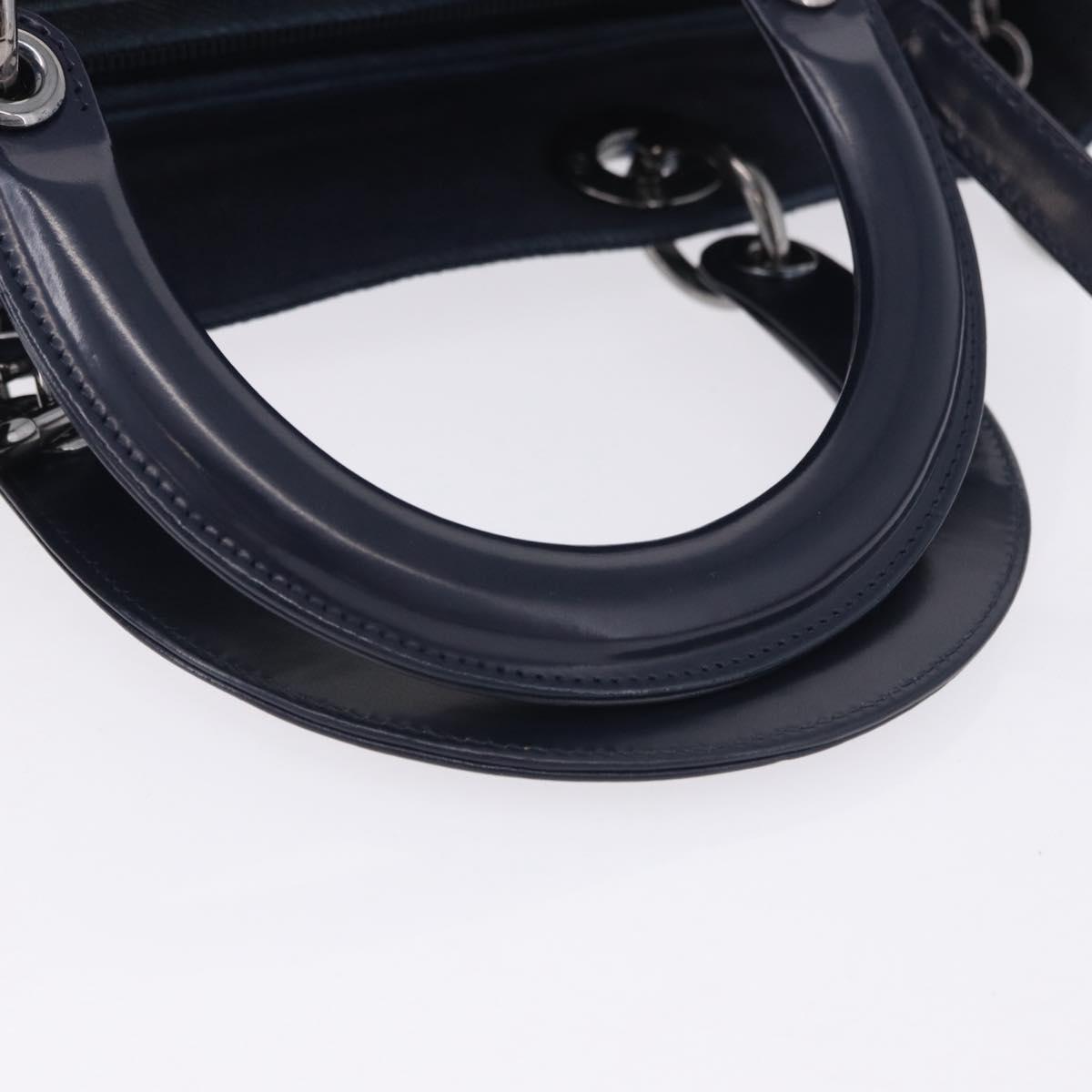 Christian Dior Lady Dior Canage Hand Bag Denim 2way Blue Silver Auth ka6292V