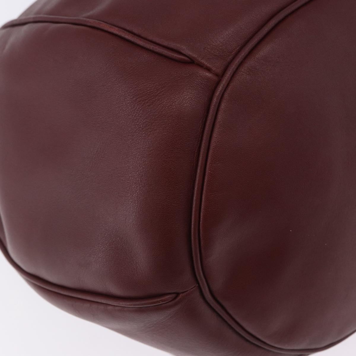 CARTIER Must Line Shoulder Bag Leather Bordeaux Gold Tone Auth ka6294A
