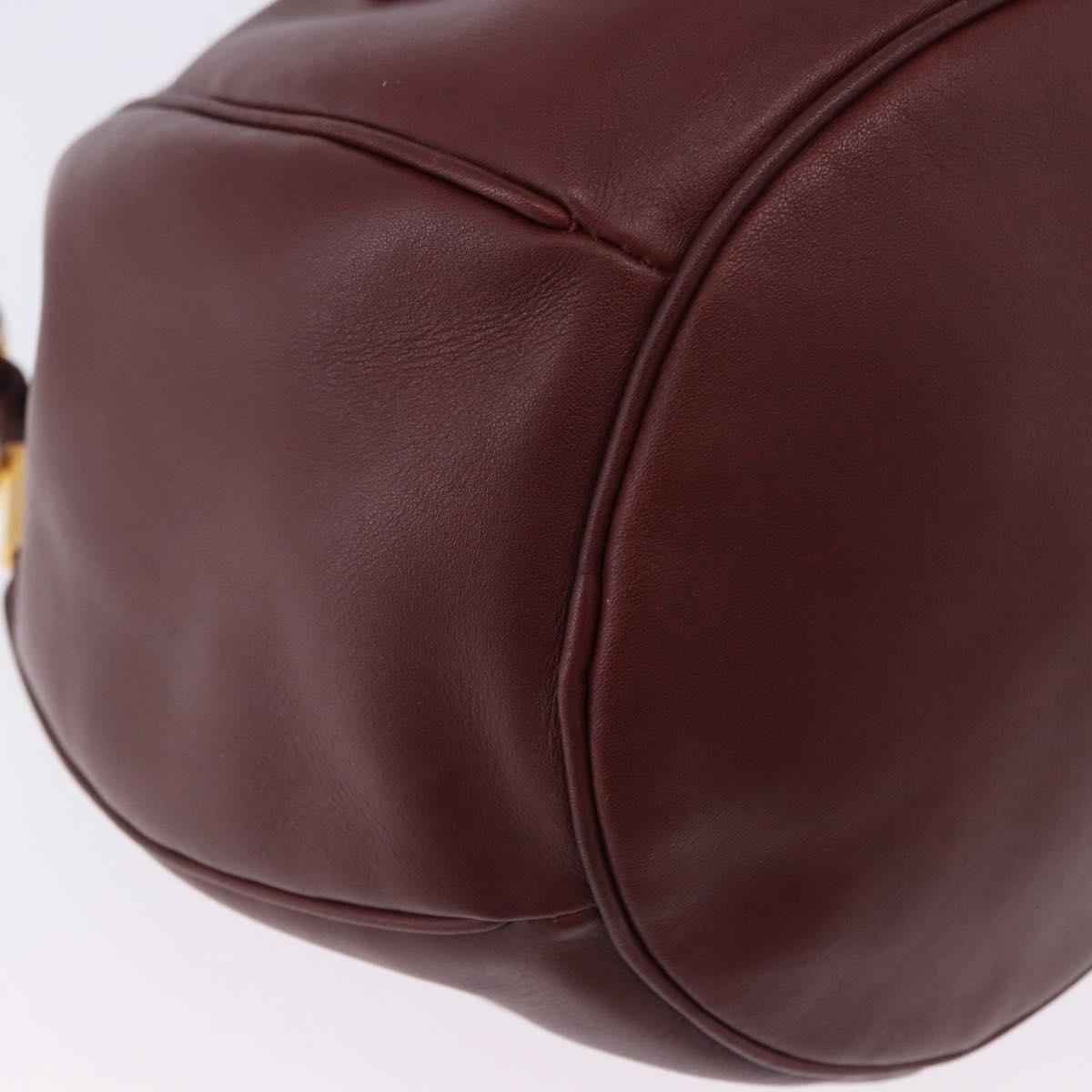 CARTIER Must Line Shoulder Bag Leather Bordeaux Gold Tone Auth ka6294A