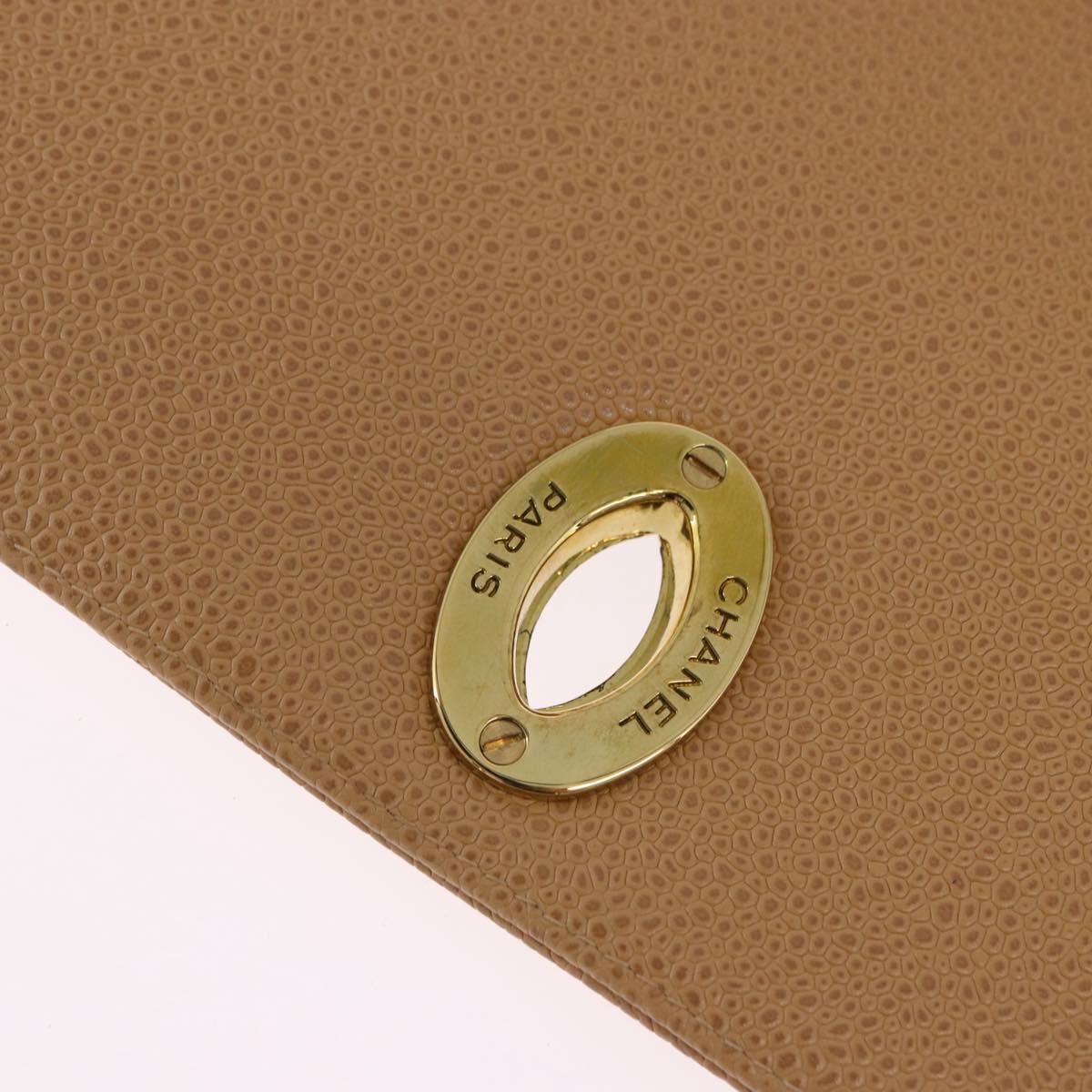 CHANEL Mademoiselle Hand Bag Caviar Skin Beige Gold Tone CC Auth ka6295V