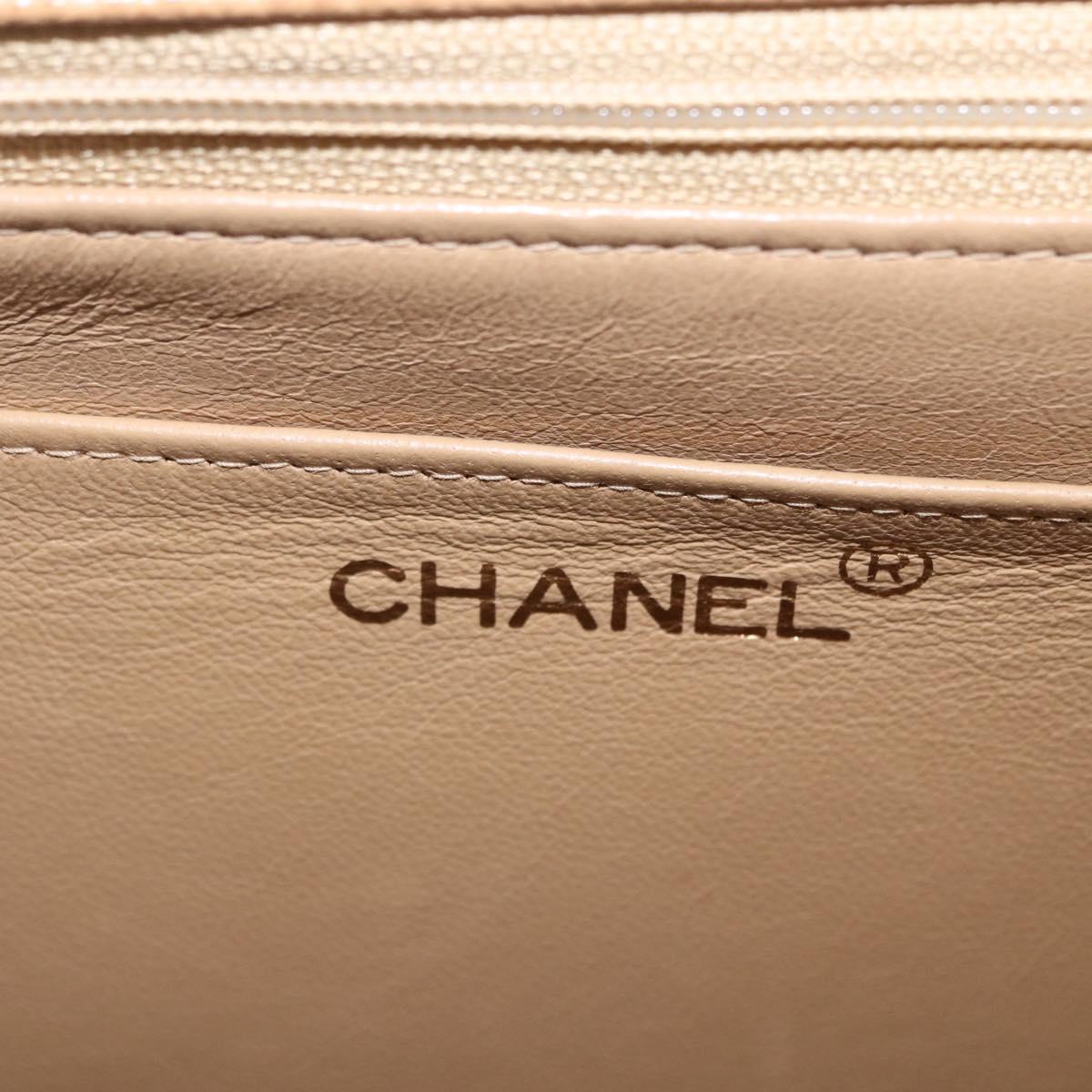 CHANEL Mademoiselle Hand Bag Caviar Skin Beige Gold Tone CC Auth ka6295V