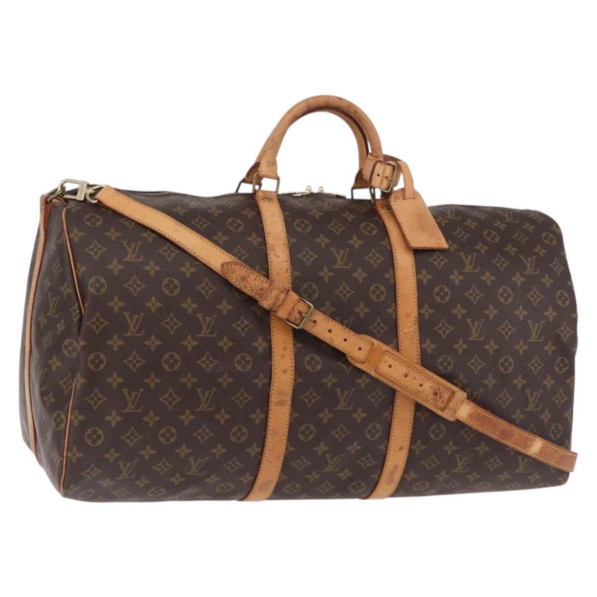 LOUIS VUITTON Monogram Keepall Bandouliere 60 Boston Bag M41412 LV Auth ka6301