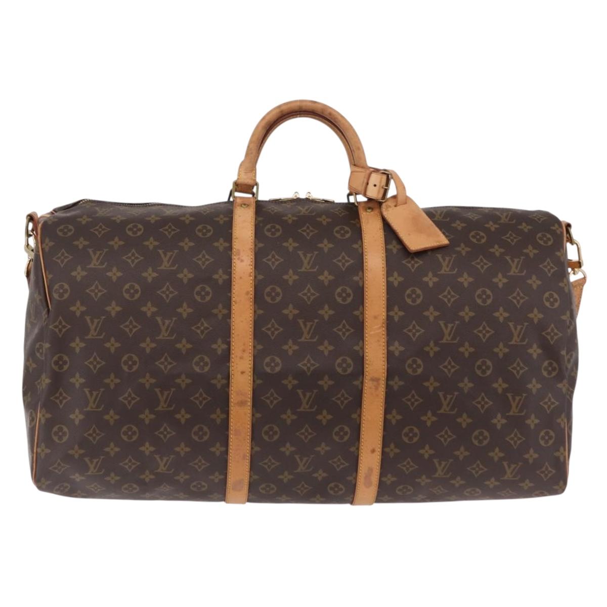 LOUIS VUITTON Monogram Keepall Bandouliere 60 Boston Bag M41412 LV Auth ka6301