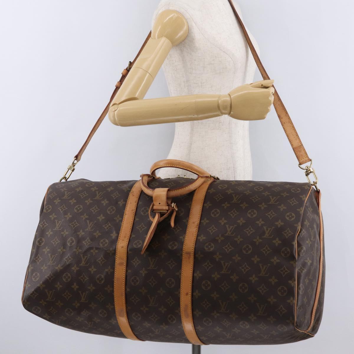 LOUIS VUITTON Monogram Keepall Bandouliere 60 Boston Bag M41412 LV Auth ka6301