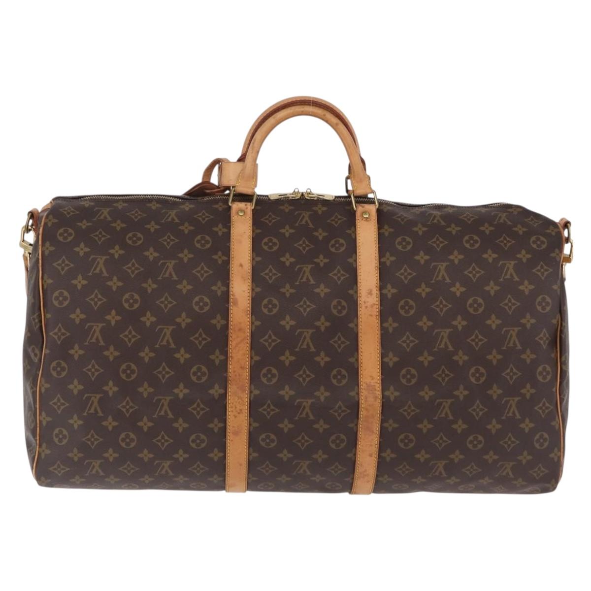 LOUIS VUITTON Monogram Keepall Bandouliere 60 Boston Bag M41412 LV Auth ka6301