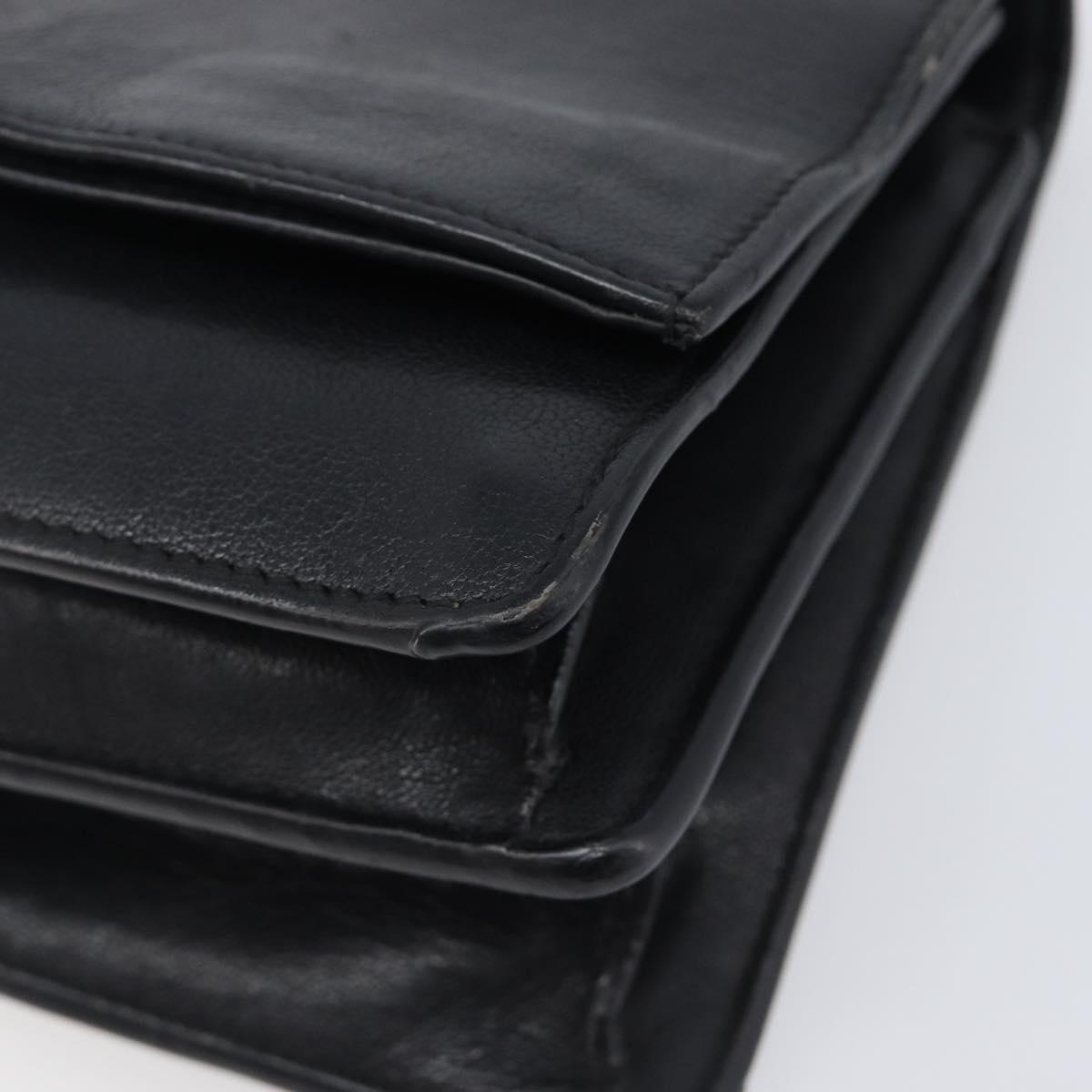 SAINT LAURENT Chain Shoulder Bag Leather Black Silver Auth ka6306A