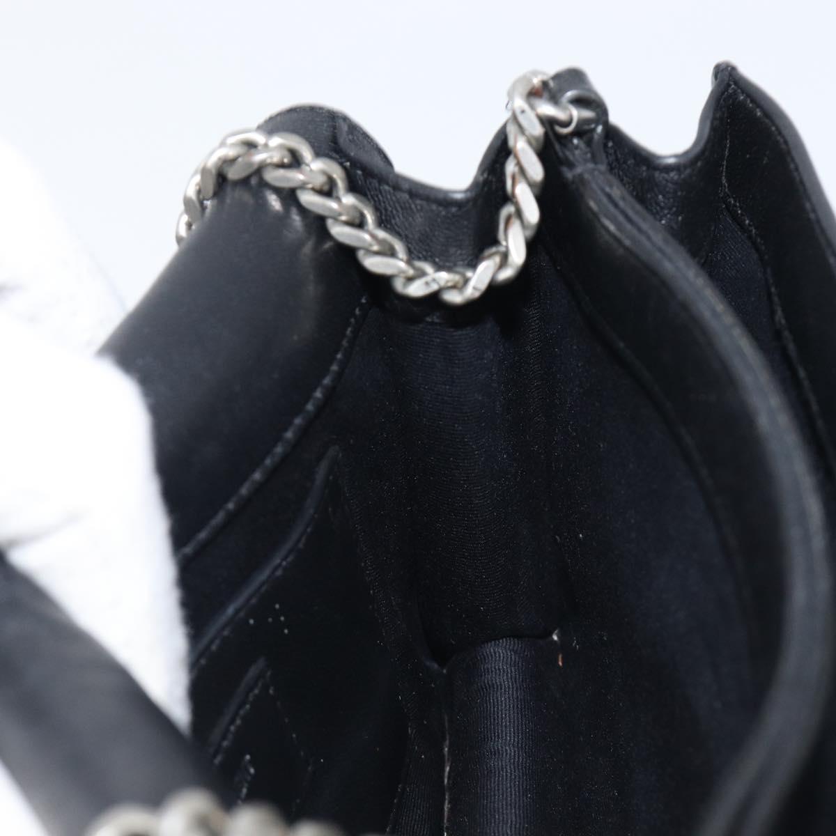 SAINT LAURENT Chain Shoulder Bag Leather Black Silver Auth ka6306A