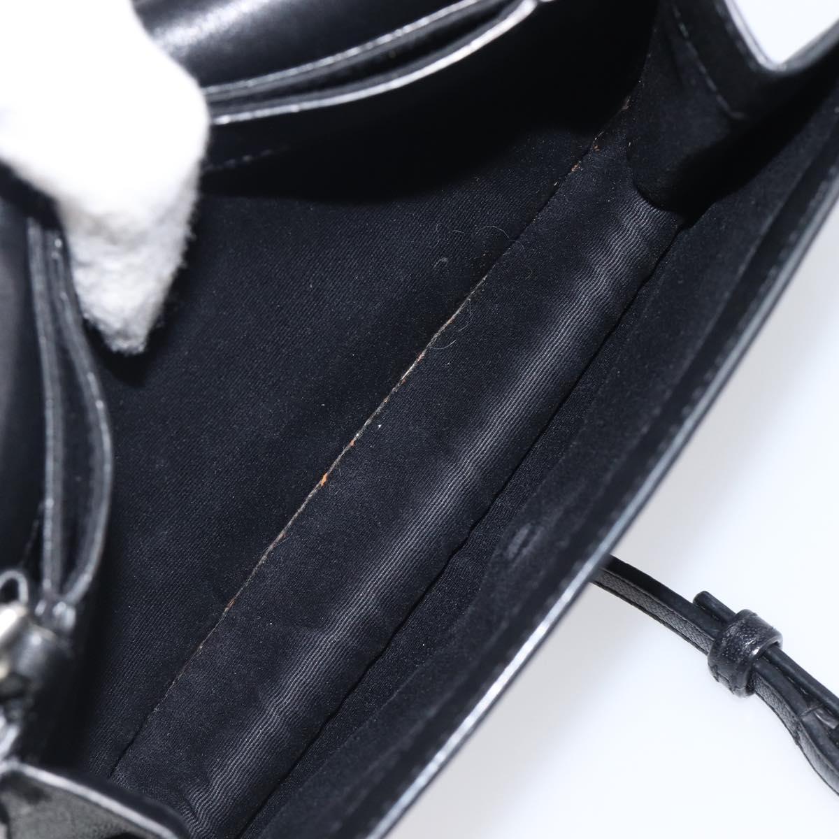 SAINT LAURENT Chain Shoulder Bag Leather Black Silver Auth ka6306A