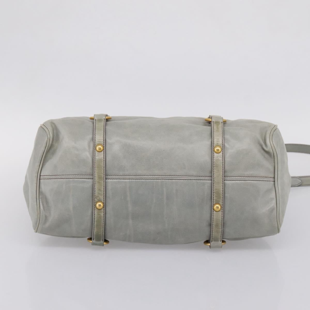 Miu Miu Vitter Lux Hand Bag Leather 2way Gray Gold Auth ka6308