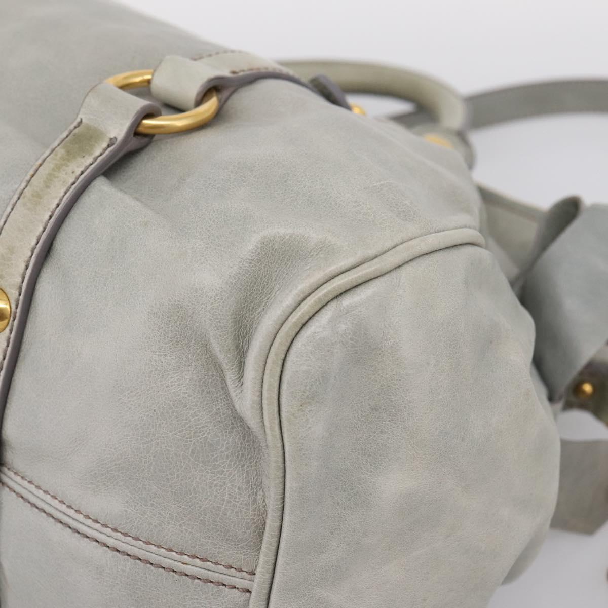 Miu Miu Vitter Lux Hand Bag Leather 2way Gray Gold Auth ka6308