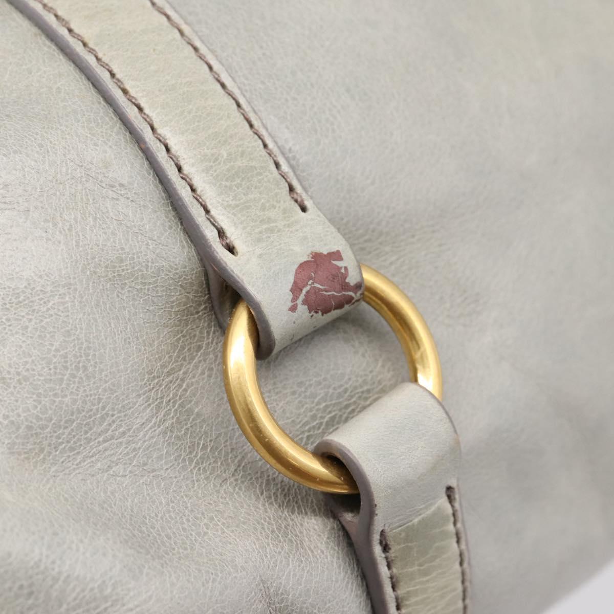 Miu Miu Vitter Lux Hand Bag Leather 2way Gray Gold Auth ka6308