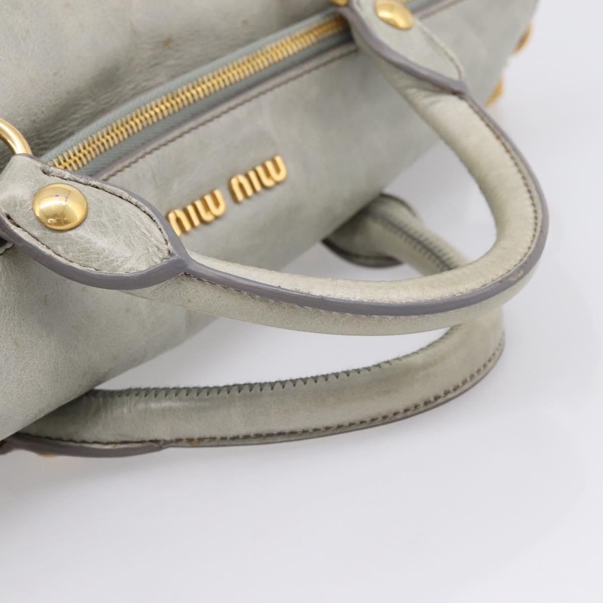 Miu Miu Vitter Lux Hand Bag Leather 2way Gray Gold Auth ka6308