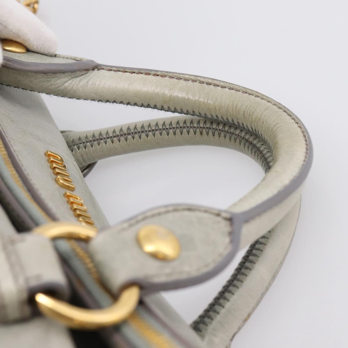 Miu Miu Vitter Lux Hand Bag Leather 2way Gray Gold Auth ka6308
