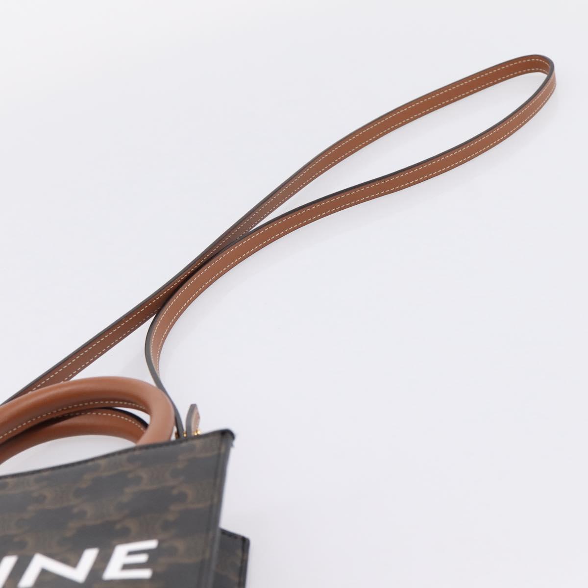 CELINE Triomphe Mini Vertical Cabas Hand Bag PVC 2way Black Gold Auth ka6309M