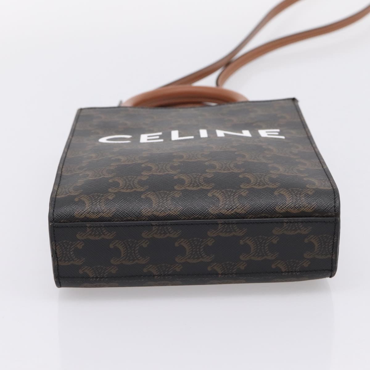 CELINE Triomphe Mini Vertical Cabas Hand Bag PVC 2way Black Gold Auth ka6309M
