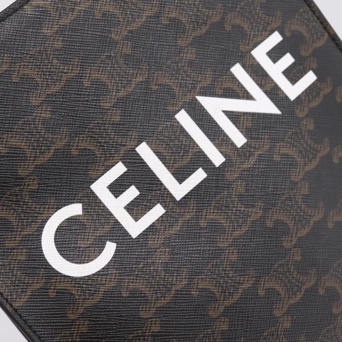 CELINE Triomphe Mini Vertical Cabas Hand Bag PVC 2way Black Gold Auth ka6309M
