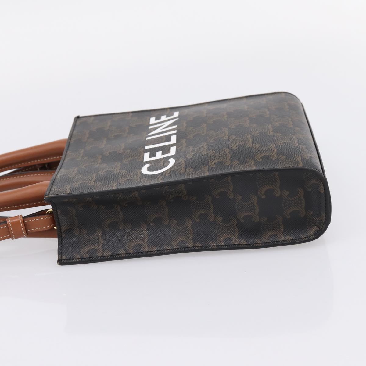 CELINE Triomphe Mini Vertical Cabas Hand Bag PVC 2way Black Gold Auth ka6309M