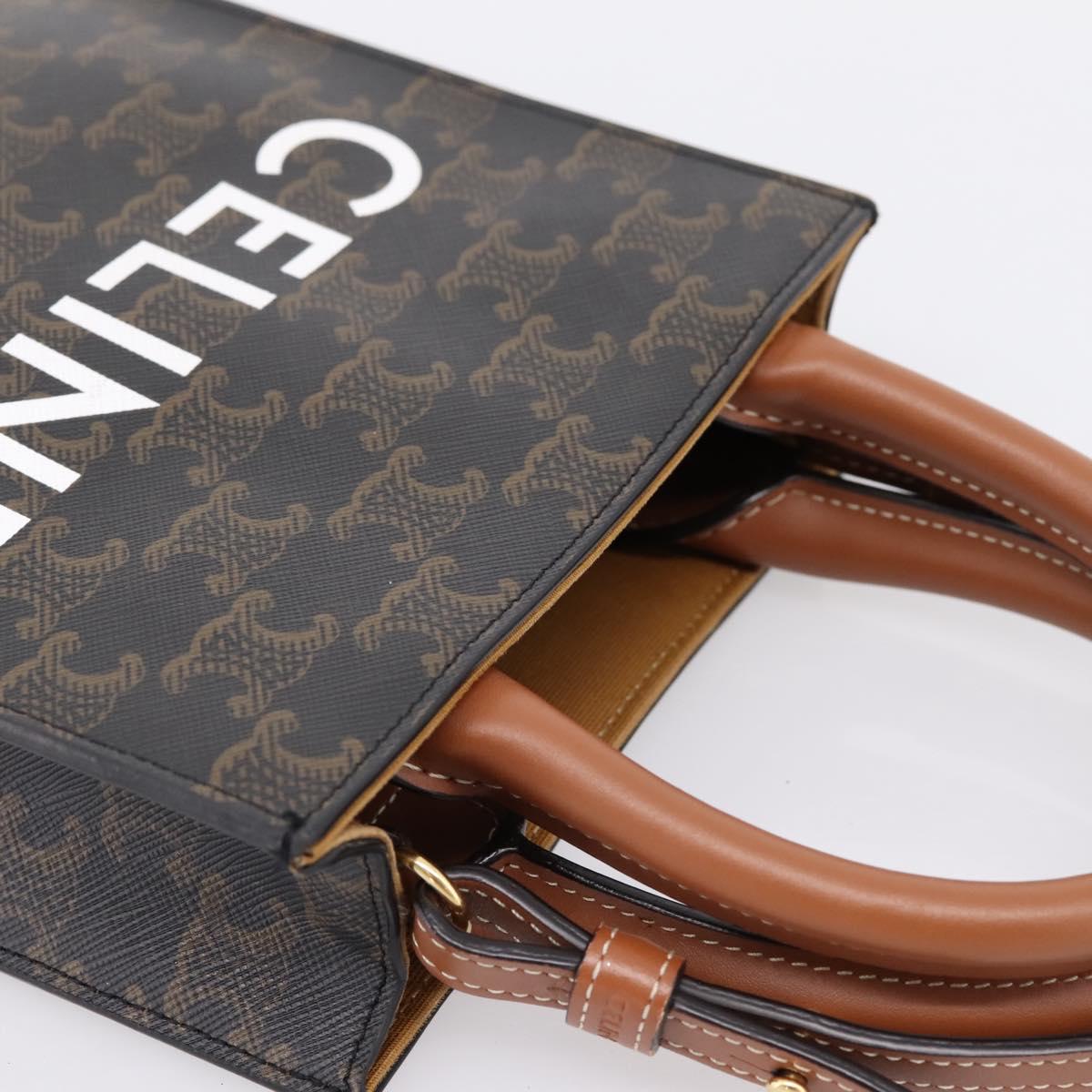 CELINE Triomphe Mini Vertical Cabas Hand Bag PVC 2way Black Gold Auth ka6309M