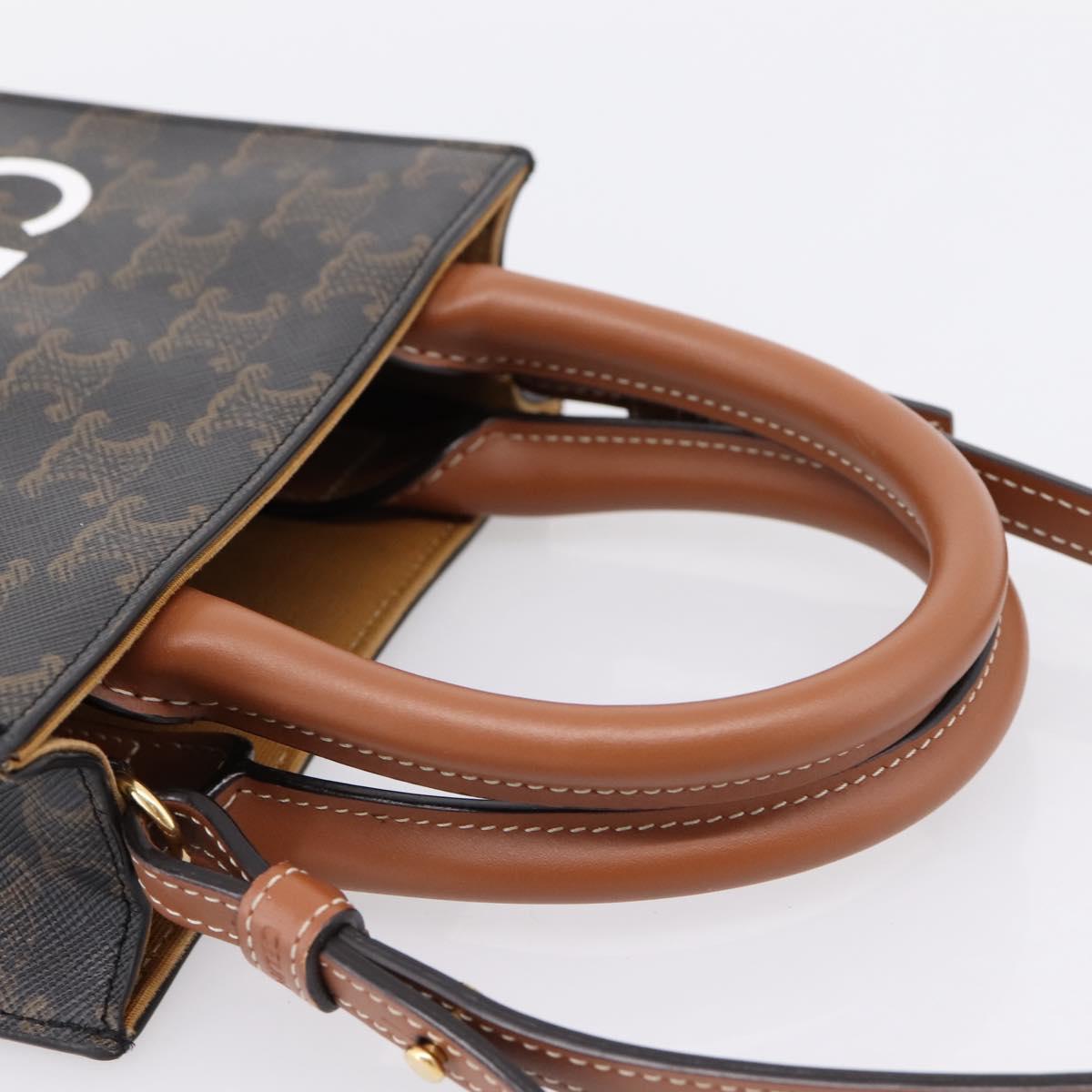 CELINE Triomphe Mini Vertical Cabas Hand Bag PVC 2way Black Gold Auth ka6309M