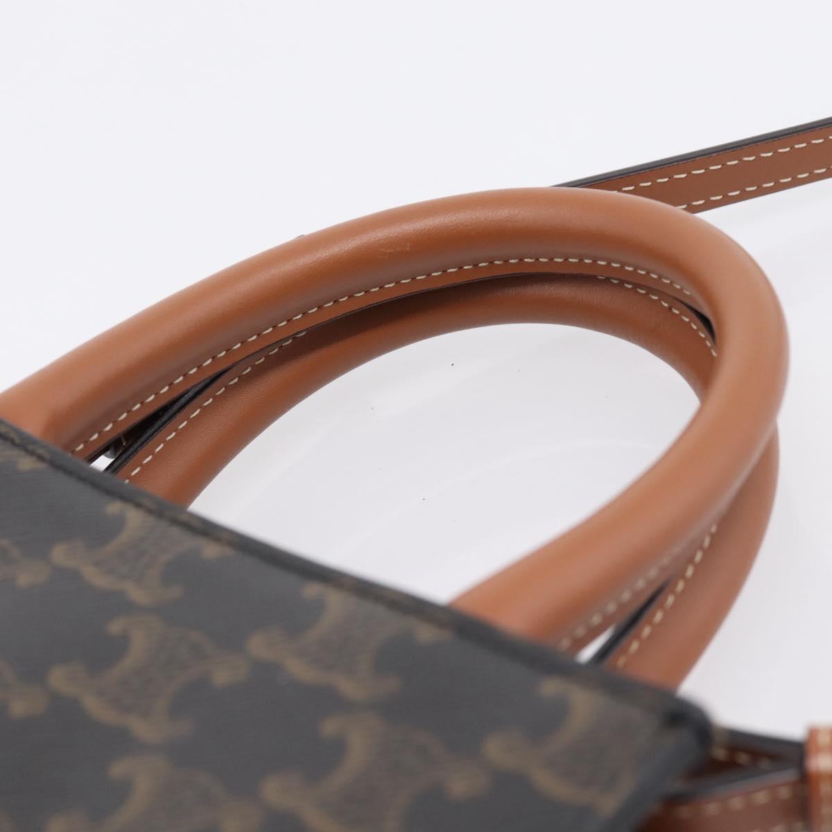 CELINE Triomphe Mini Vertical Cabas Hand Bag PVC 2way Black Gold Auth ka6309M