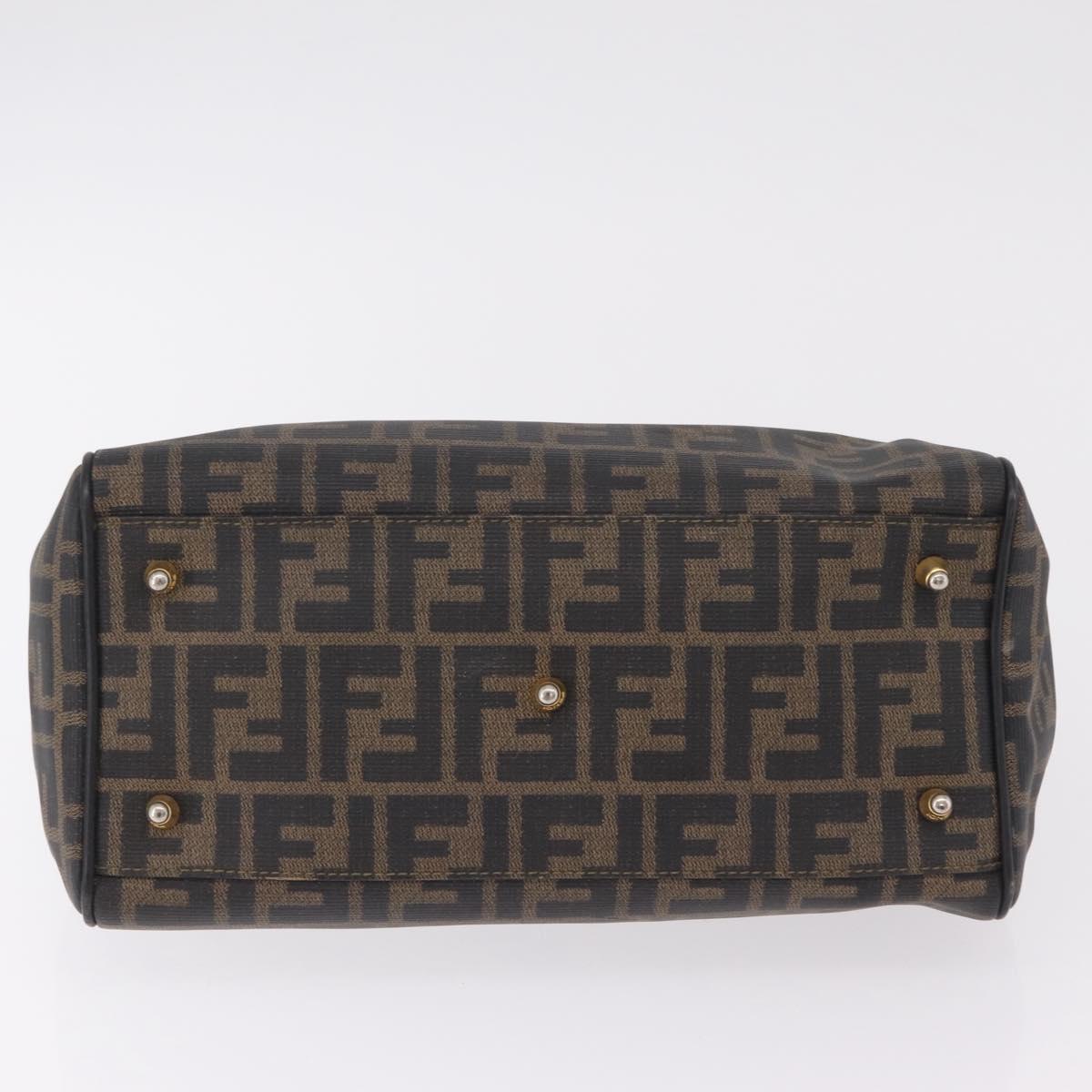 FENDI Zucca Canvas Hand Bag PVC Black Brown Auth ka6311