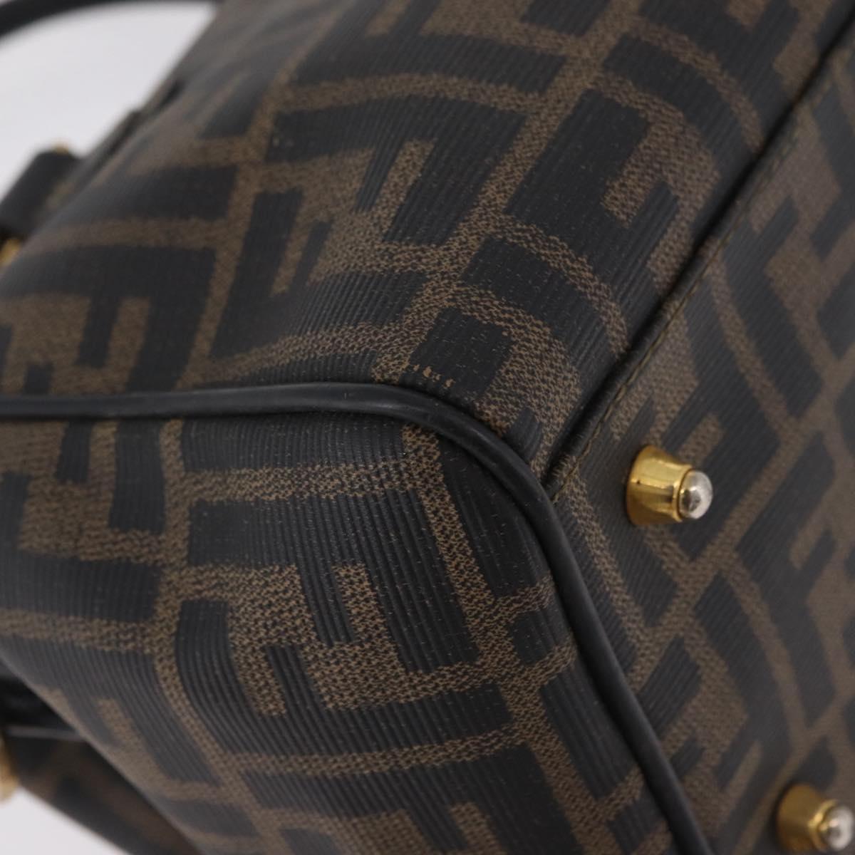 FENDI Zucca Canvas Hand Bag PVC Black Brown Auth ka6311