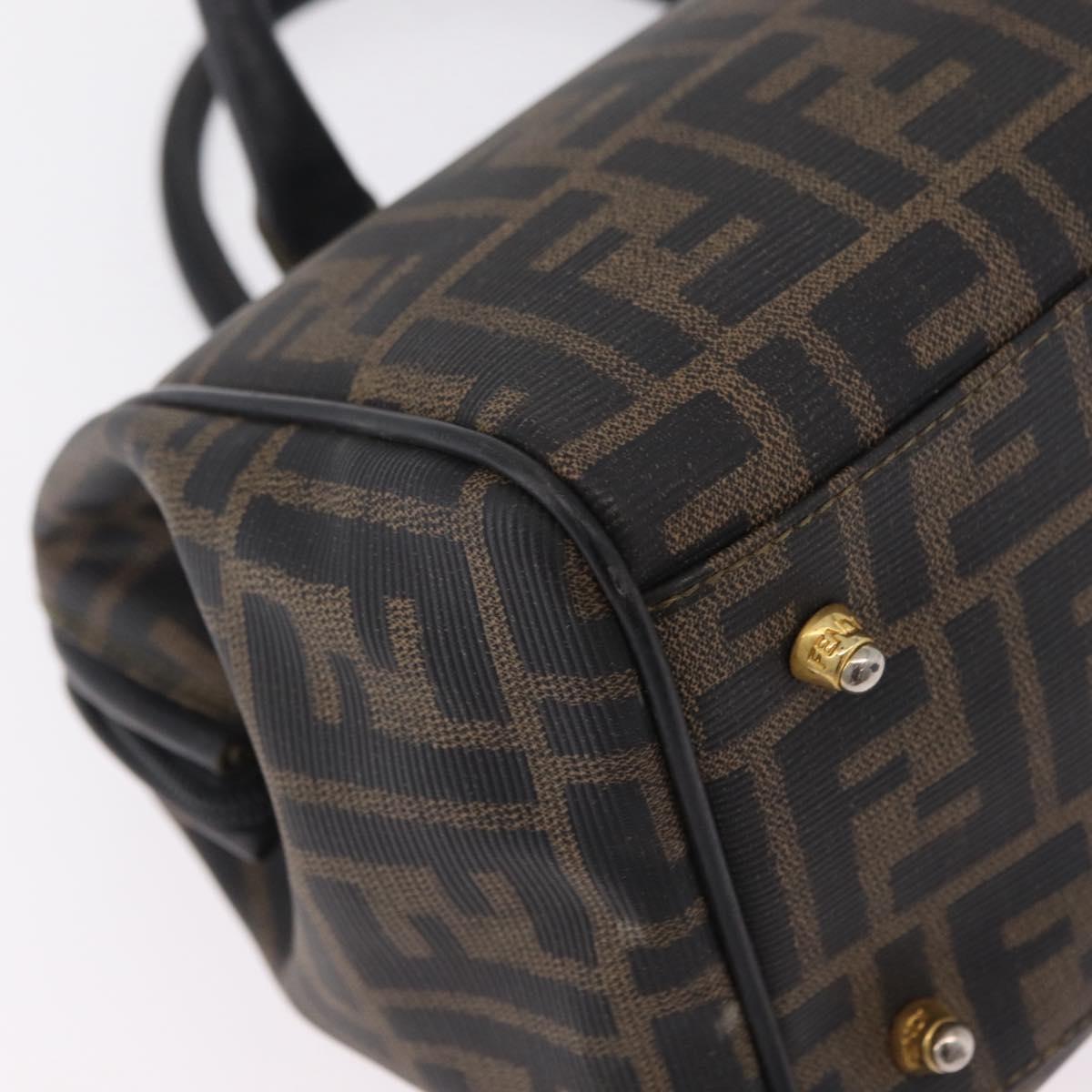 FENDI Zucca Canvas Hand Bag PVC Black Brown Auth ka6311
