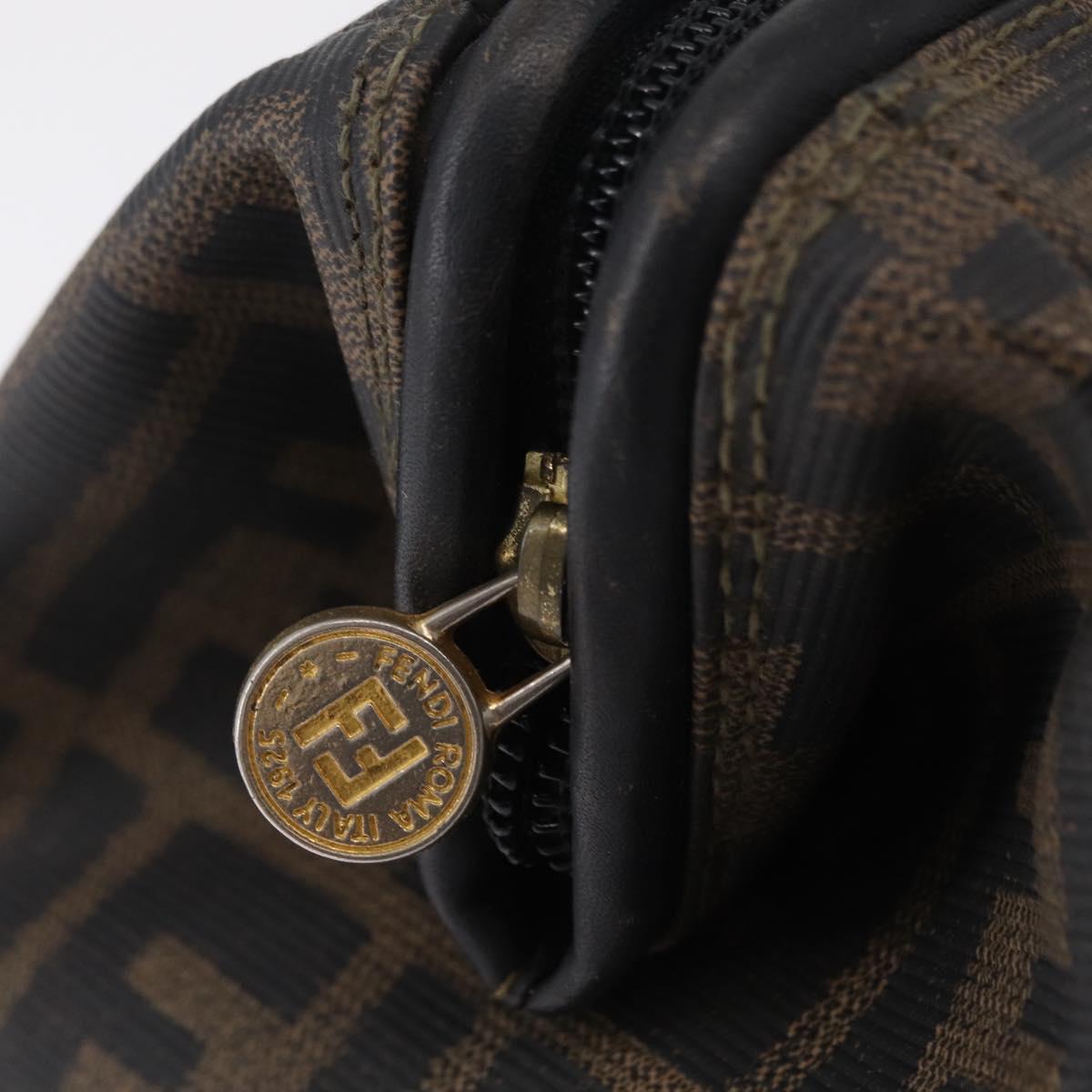 FENDI Zucca Canvas Hand Bag PVC Black Brown Auth ka6311