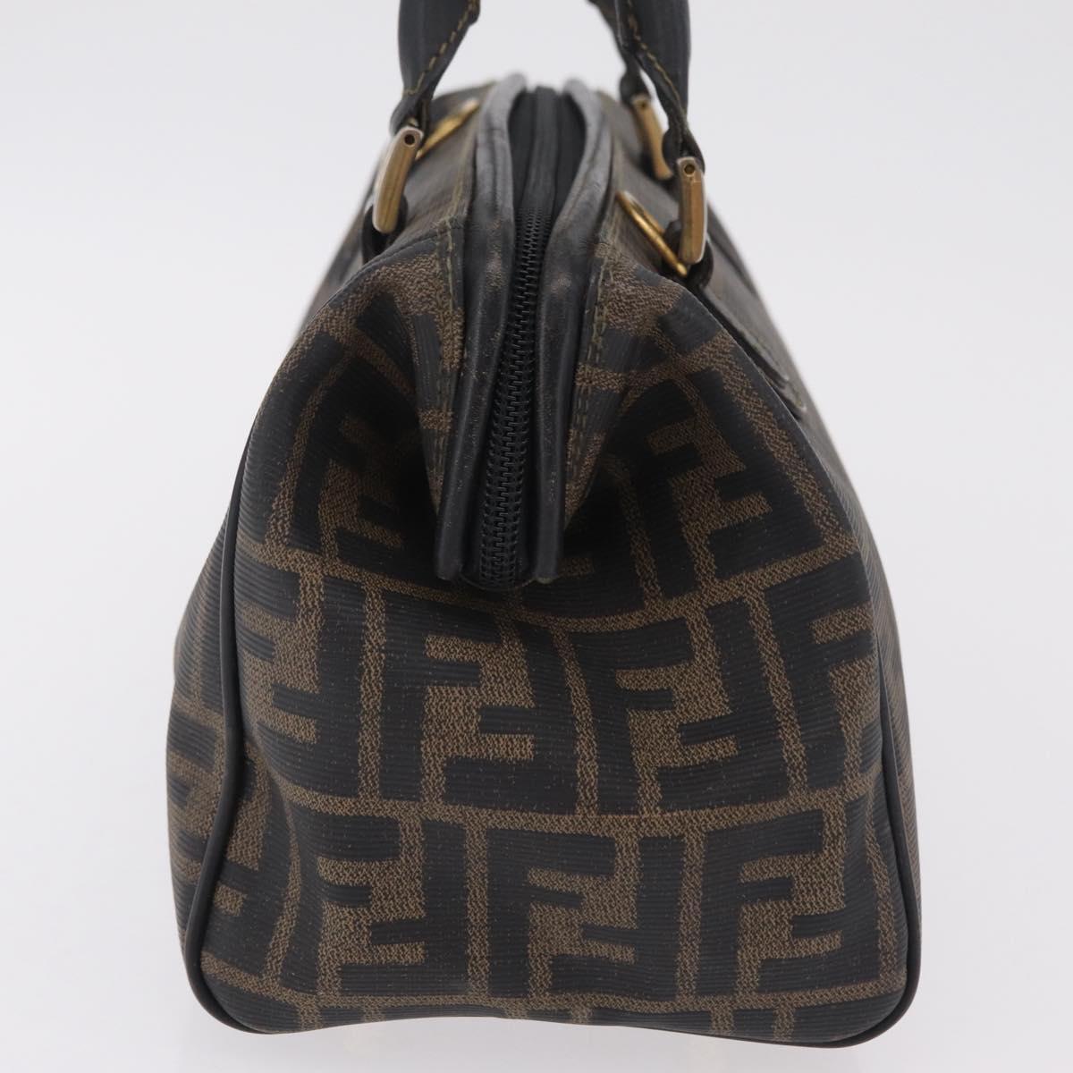 FENDI Zucca Canvas Hand Bag PVC Black Brown Auth ka6311