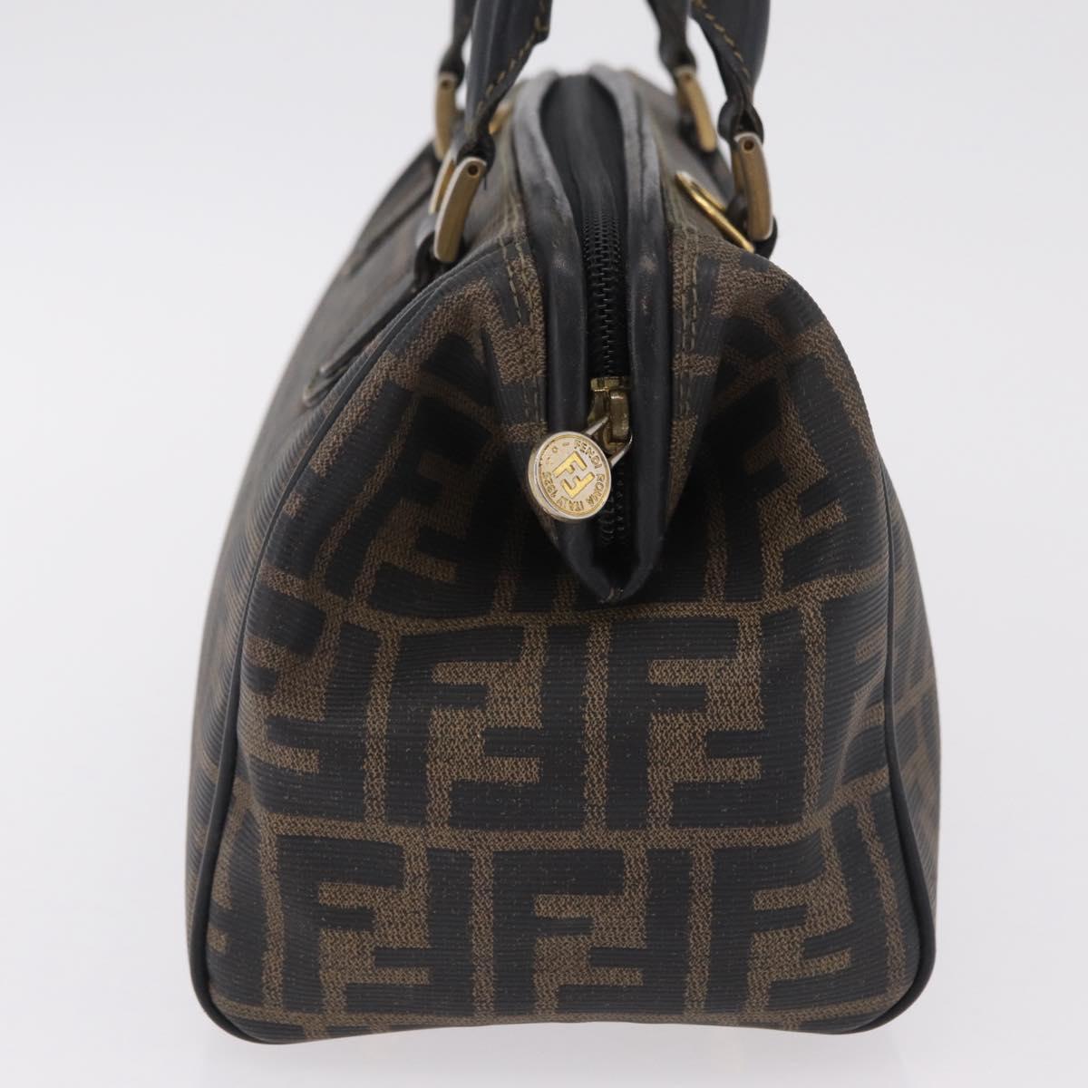 FENDI Zucca Canvas Hand Bag PVC Black Brown Auth ka6311